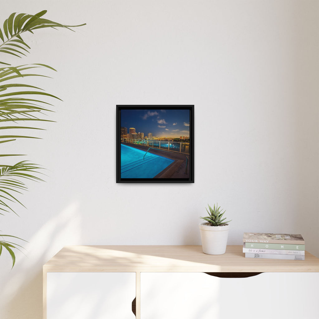 "Skyline Reflections" – Framed Canvas Print