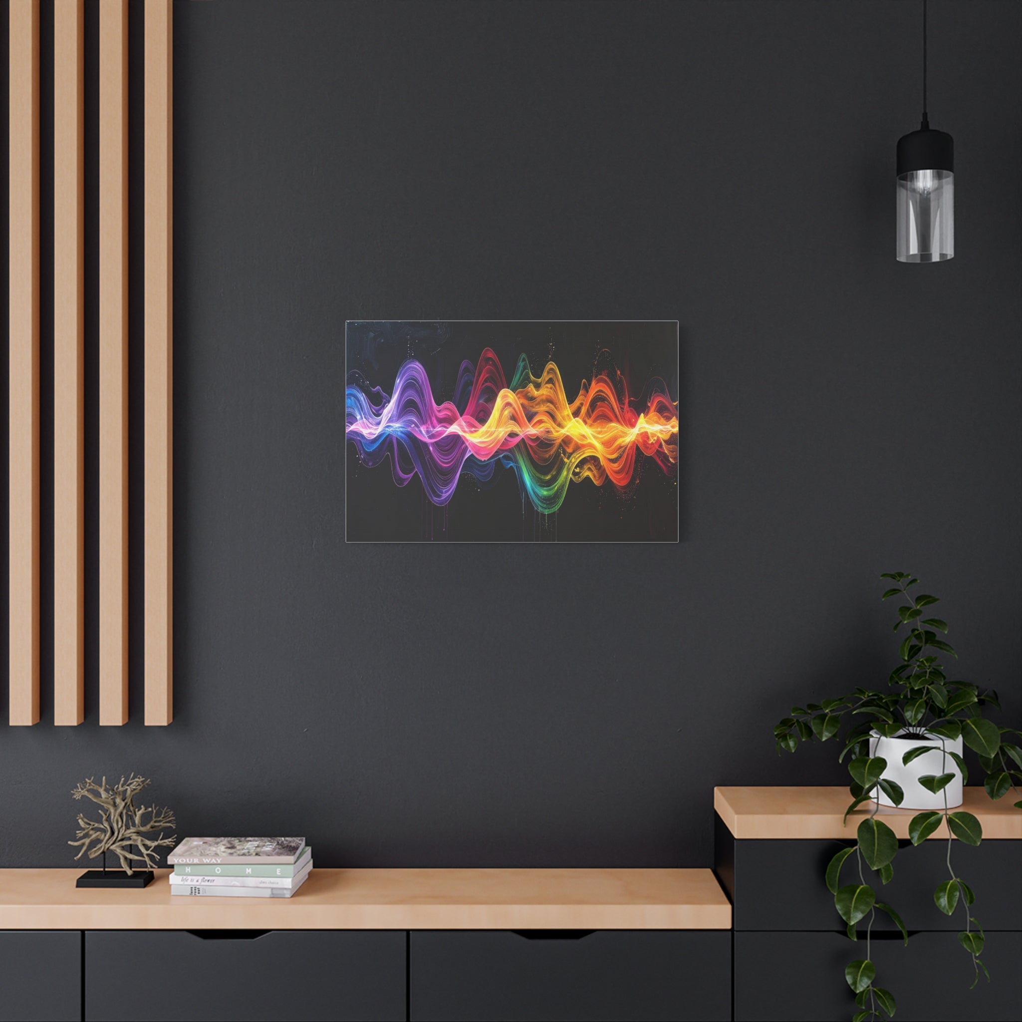Sonic Spectrum: Digital Sound Wave Visualization, Color Gradient Artwork - L’Art Suprême Canvas