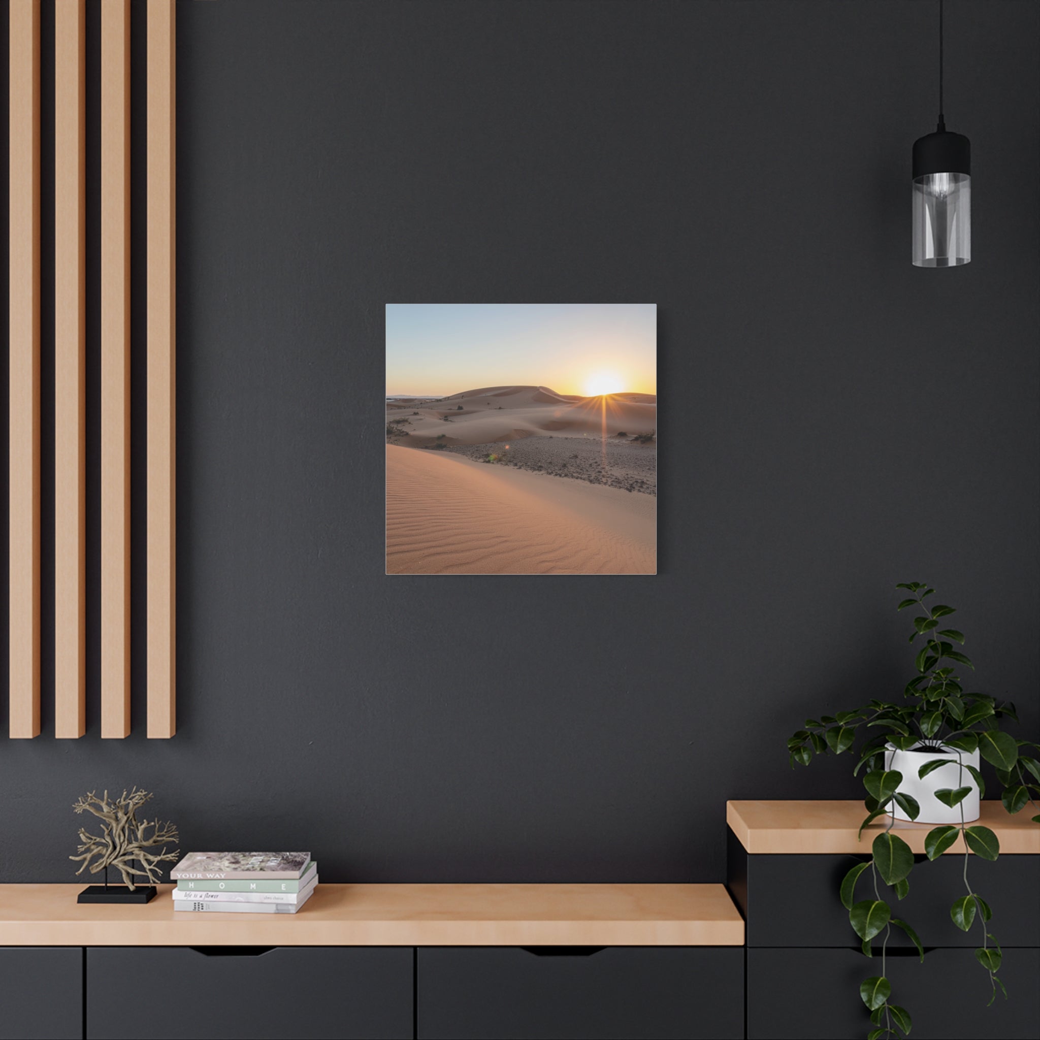 Daybreak in the Desert: Golden Sands at Sunrise, Arid Landscape Panorama - L’Art Suprême Canvas