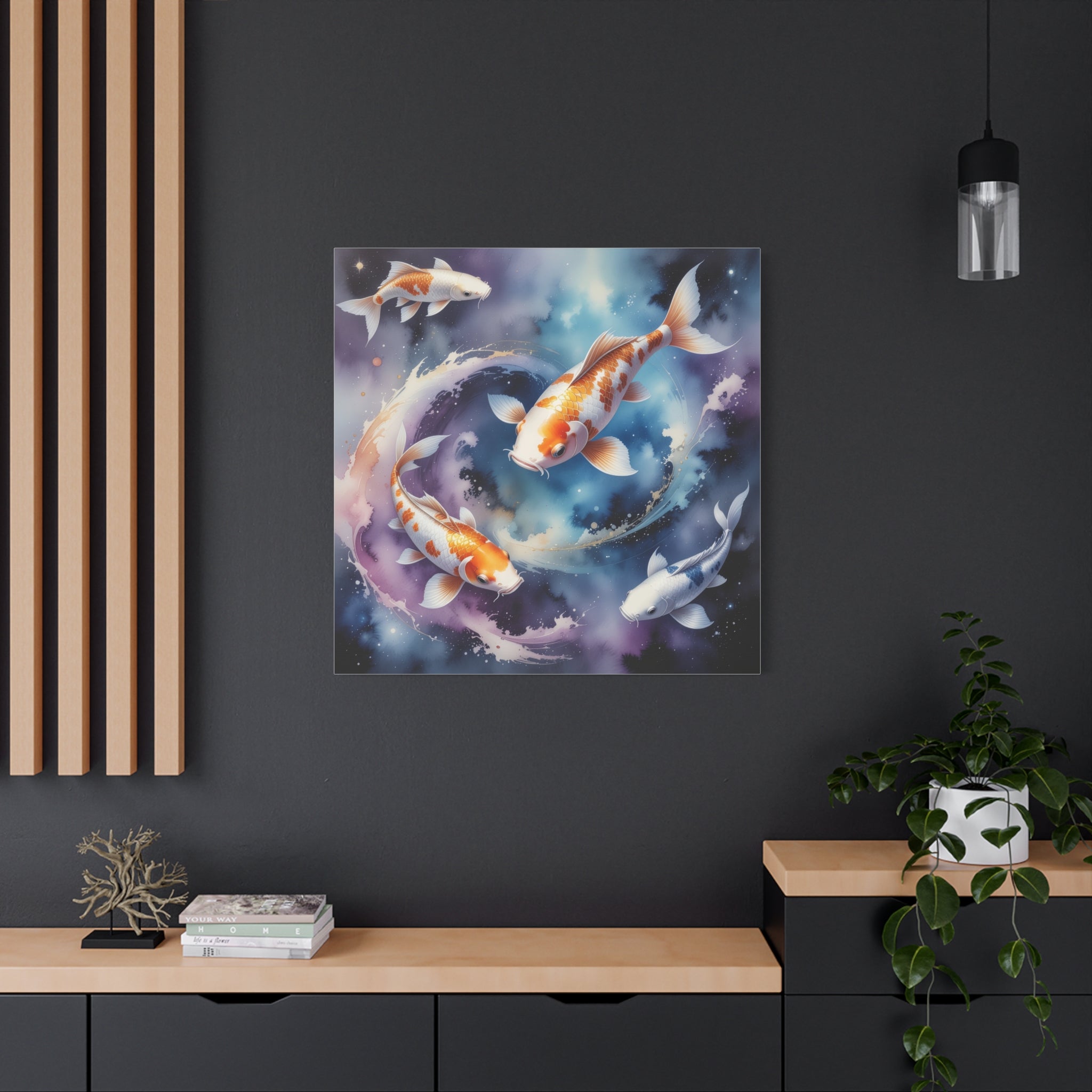 Cosmic Koi Symphony: Ethereal Underwater Space Journey, Digital Watercolor Fantasy - L’Art Suprême Canvas