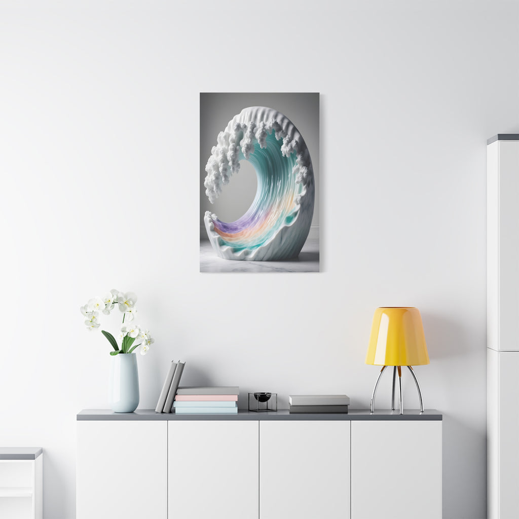 Oceanic Euphoria: Marble Wave Sculpture, Ethereal Aquatic Art - L’Art Suprême Canvas