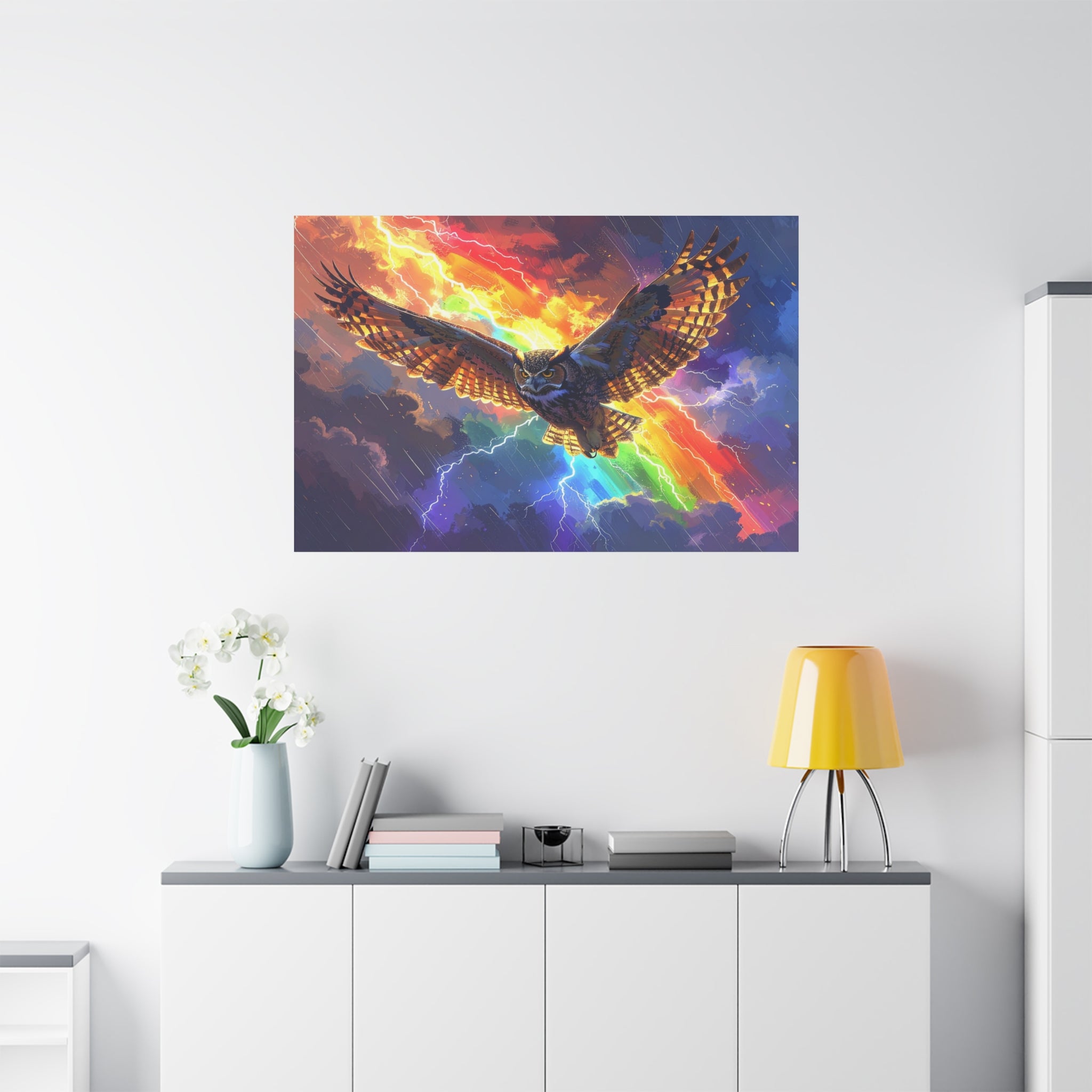 Thunder Spirit: Elemental Owl Ascension, Digital Fantasy Artwork - L’Art Suprême Canvas