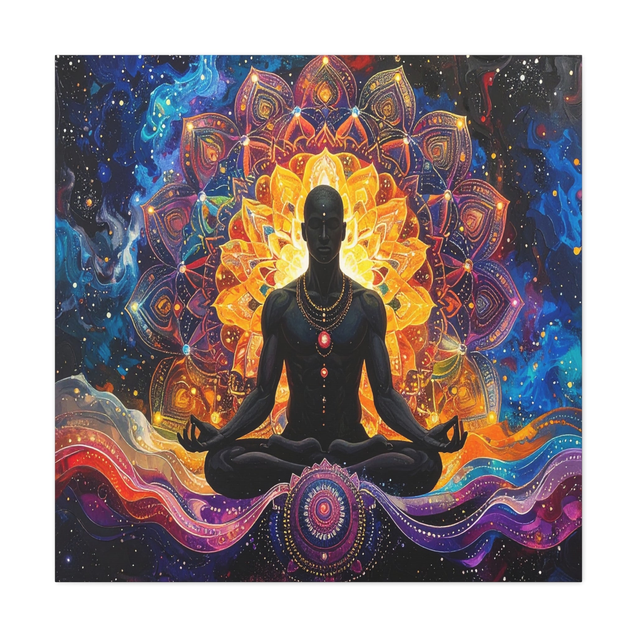 Cosmic Meditation: Spiritual Awakening through Mandala Art, Transcendent Chakra Visualization - L’Art Suprême Canvas
