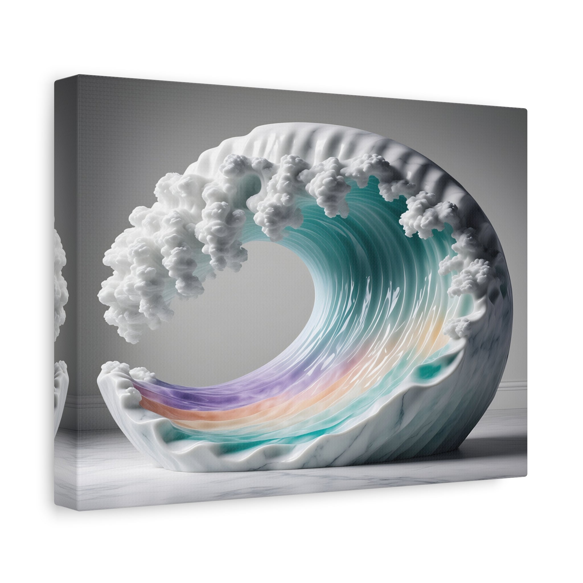 Oceanic Euphoria: Marble Wave Sculpture, Ethereal Aquatic Art - L’Art Suprême Canvas