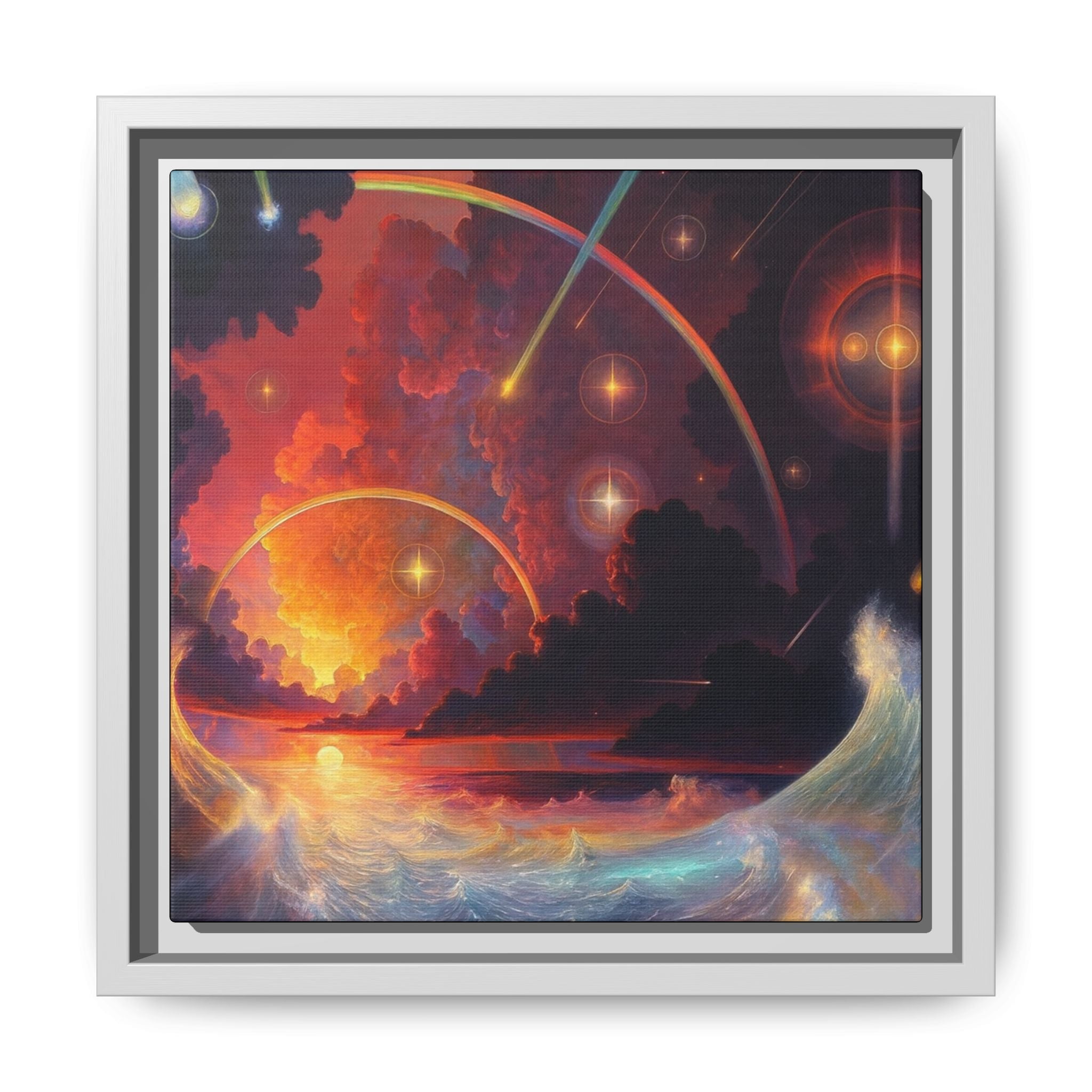 "Celestial Tides" – Framed Canvas Print