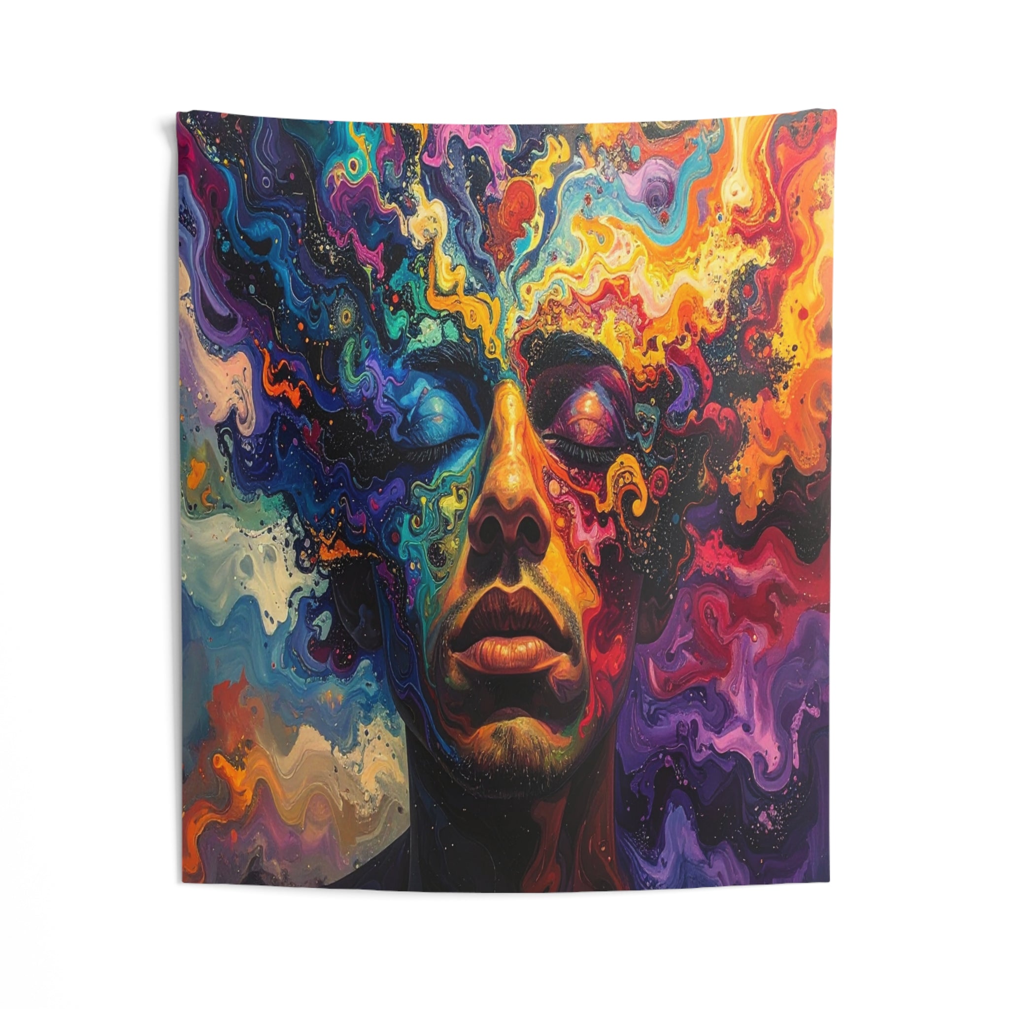 Psychedelic Portrait of Inner Consciousness: Abstract Fluid Painting, Emotional Landscape Exploration - L'Art Tapestry