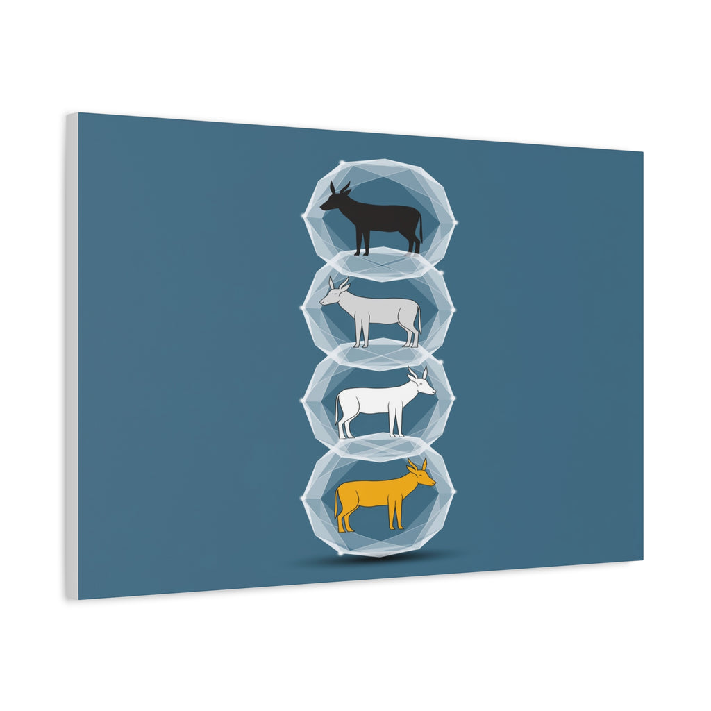 Encapsulated Ascent: Geometric Animal Silhouettes, Minimal Vertical Progression - L’Art Suprême Canvas