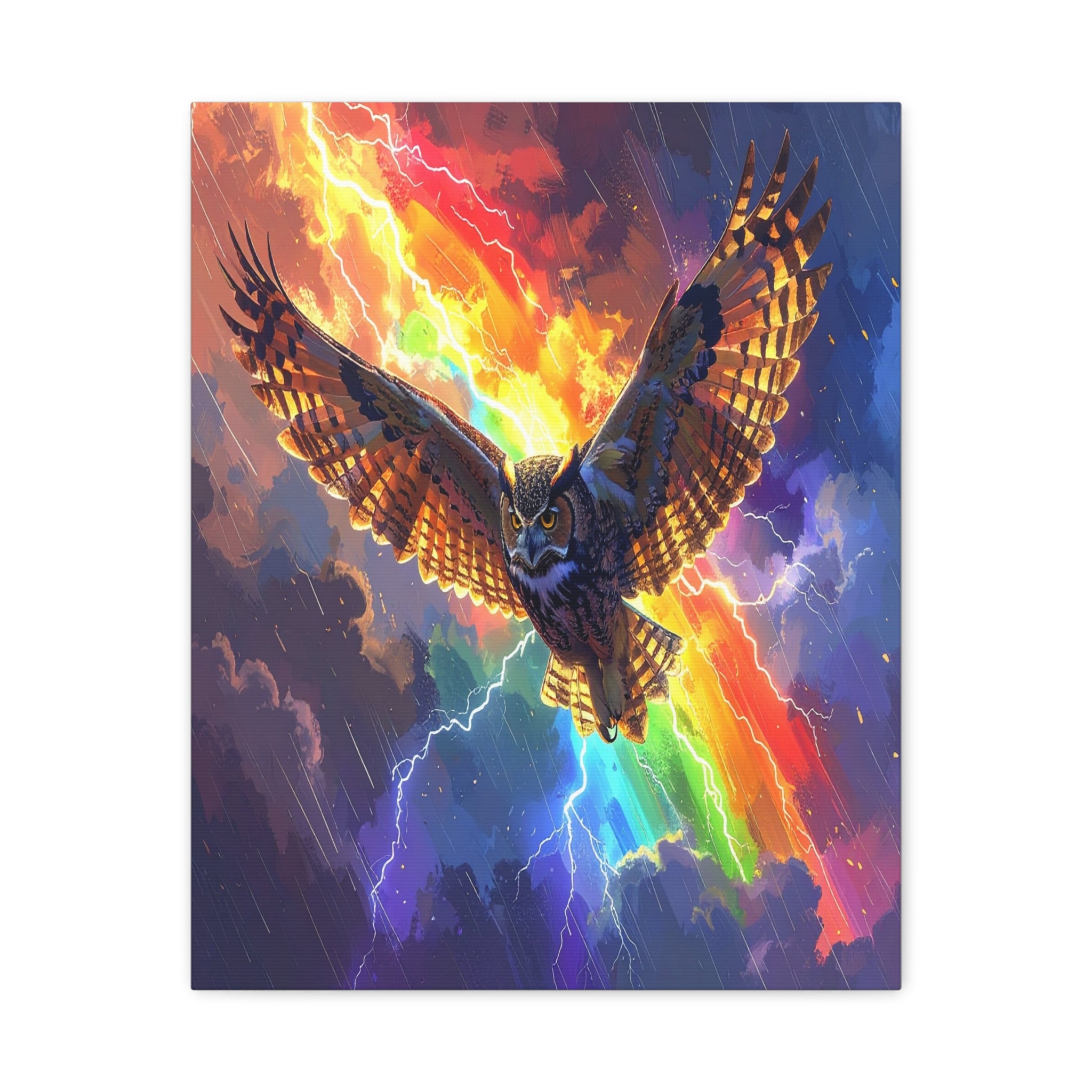 Thunder Spirit: Elemental Owl Ascension, Digital Fantasy Artwork - L’Art Suprême Canvas