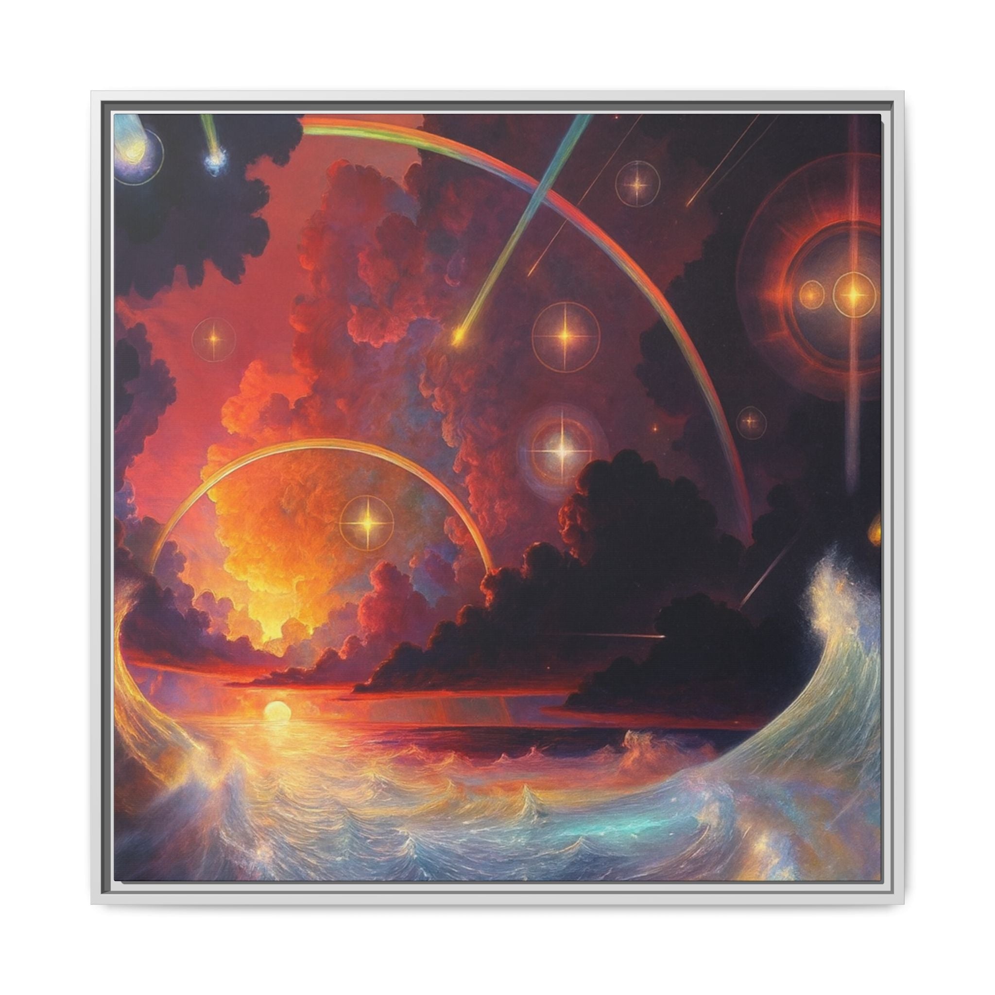 "Celestial Tides" – Framed Canvas Print