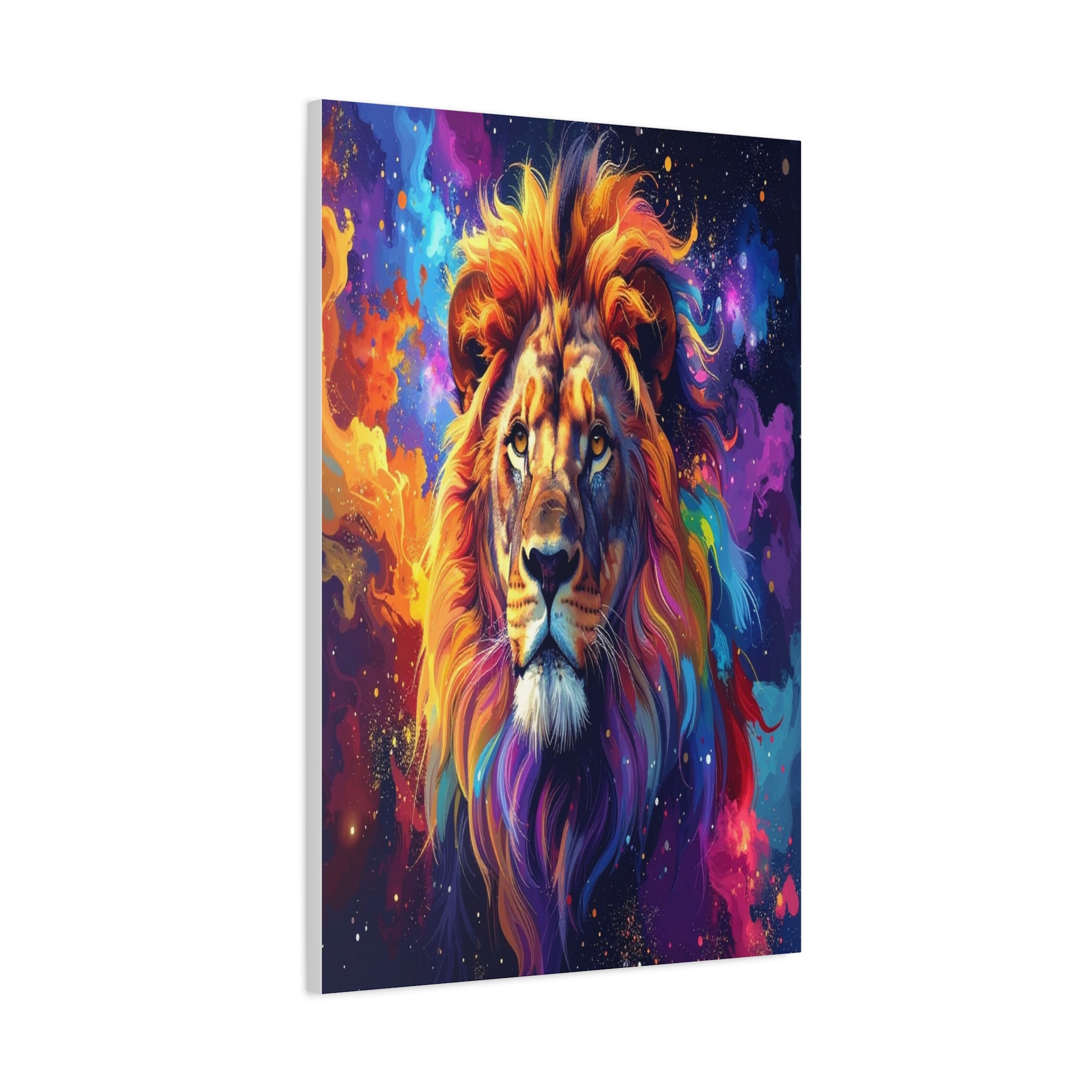 Cosmic Mane: Celestial Lion Portrait, Digital Cosmic Artwork - L’Art Suprême Canvas