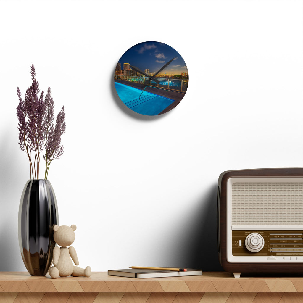 "Skyline Reflections" – Acrylic Wall Clock