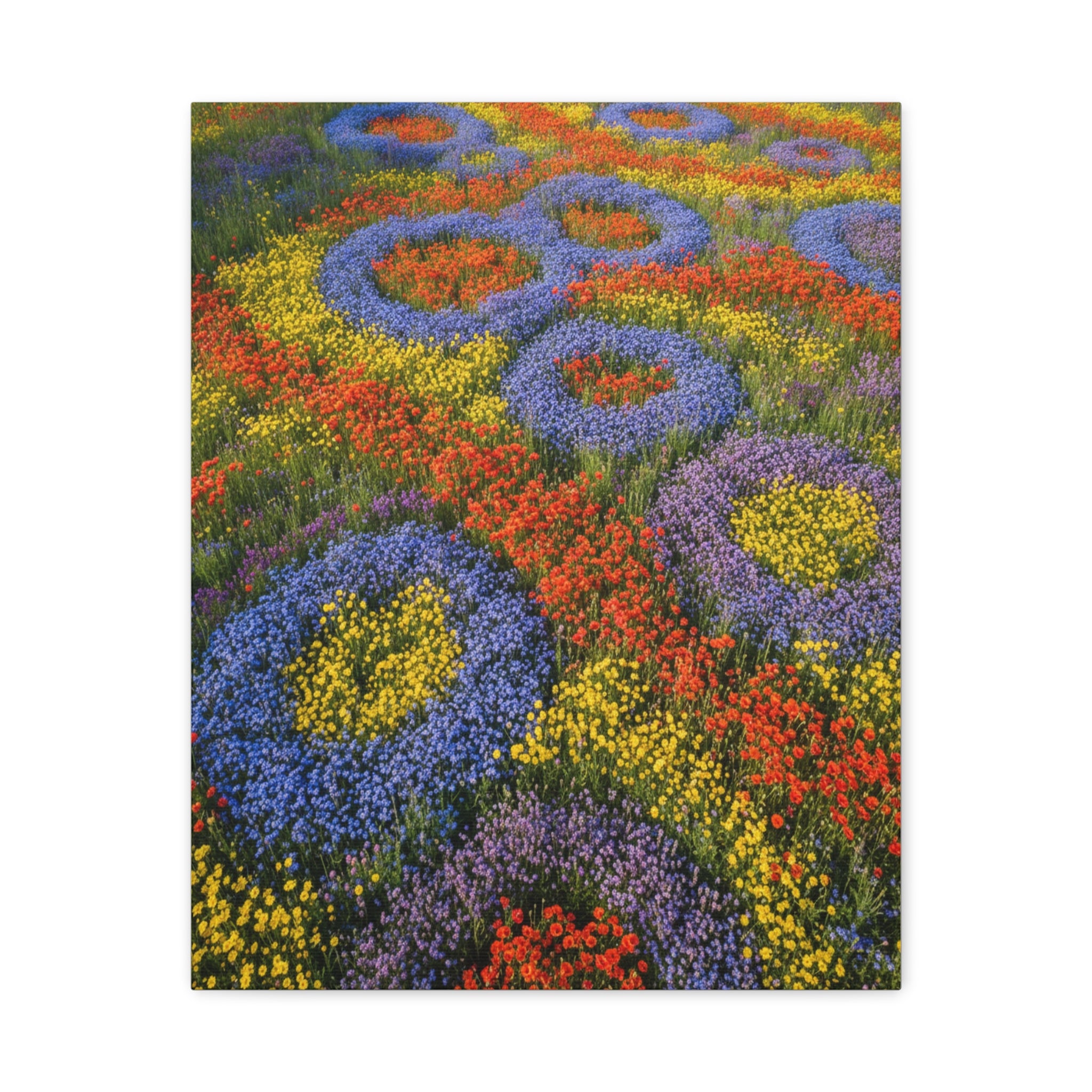 Geometric Garden: Kaleidoscopic Floral Landscape, Vibrant Botanical Patterns - L’Art Suprême Canvas