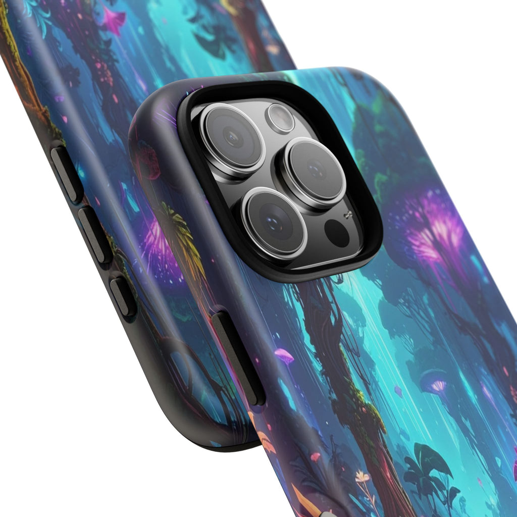 Bioluminescent Dreamscape: Ethereal Forest Fantasy, Digital Luminescence Illustration - L’Art Suprême Phone Case