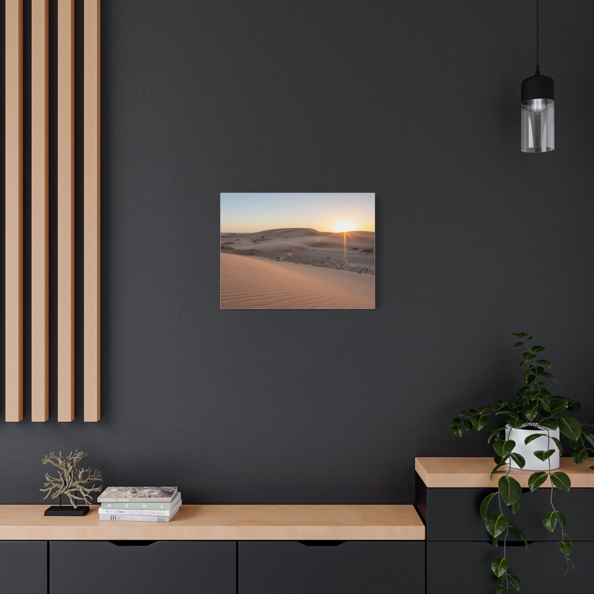 Daybreak in the Desert: Golden Sands at Sunrise, Arid Landscape Panorama - L’Art Suprême Canvas