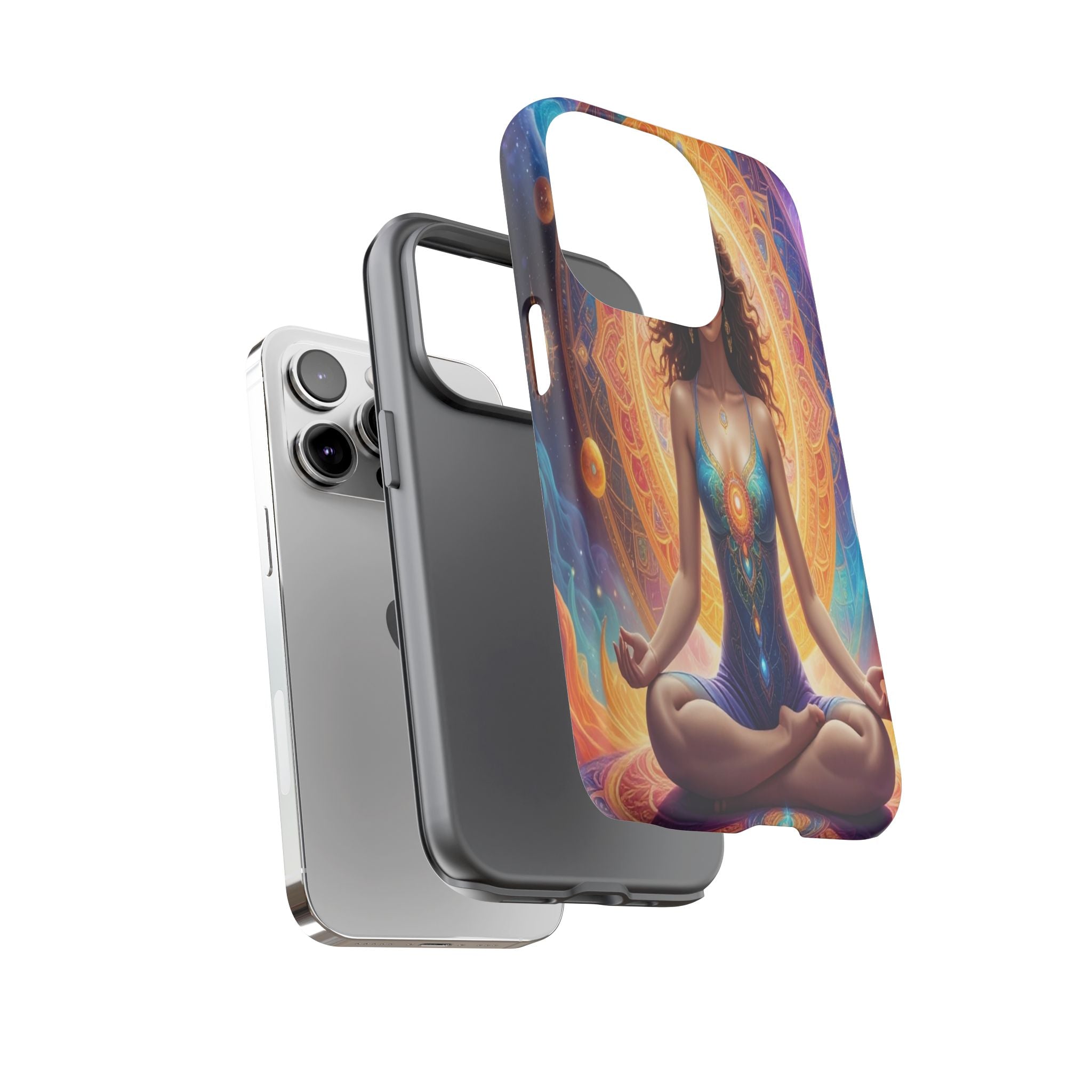 Cosmic Awakening: Spiritual Meditation Mandala, Celestial Energy Visualization - L’Art Suprême Phone Case