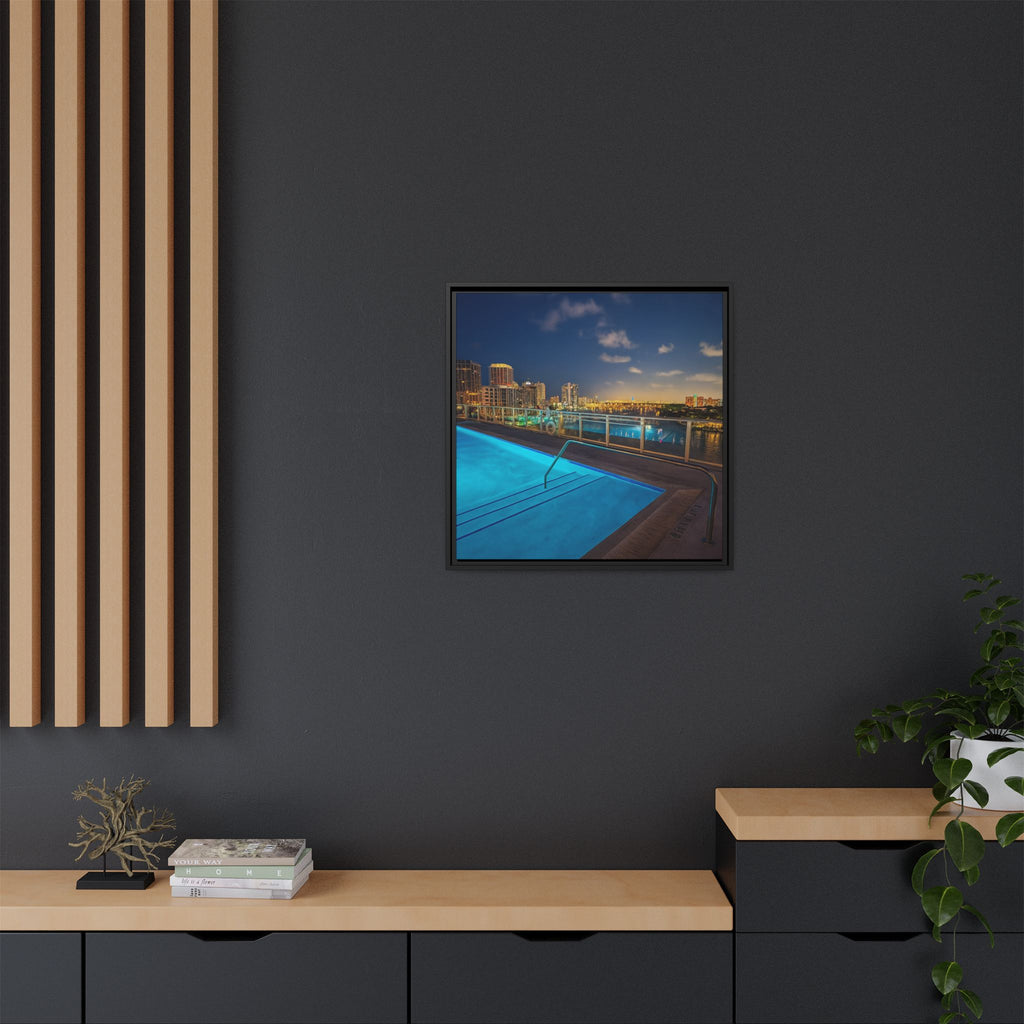 "Skyline Reflections" – Framed Canvas Print