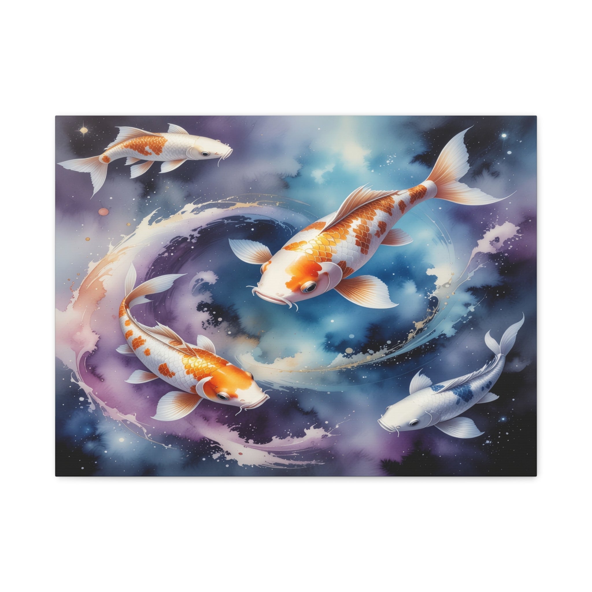 Cosmic Koi Symphony: Ethereal Underwater Space Journey, Digital Watercolor Fantasy - L’Art Suprême Canvas