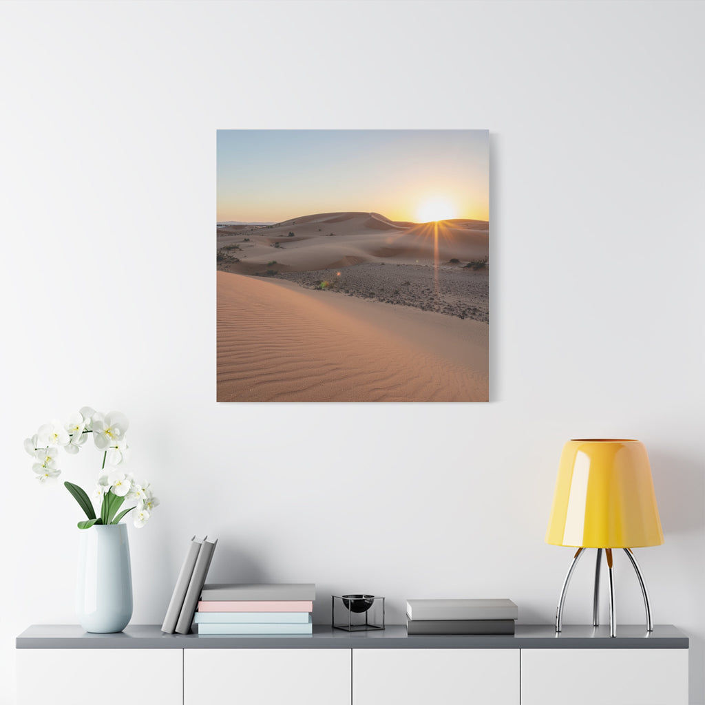 Daybreak in the Desert: Golden Sands at Sunrise, Arid Landscape Panorama - L’Art Suprême Canvas