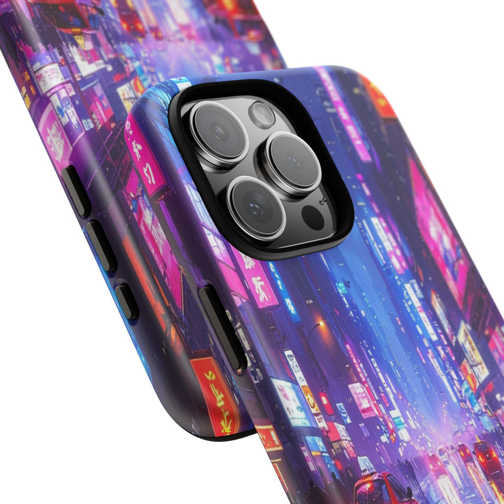 Neon Dystopia: Cyberpunk Metropolis, Urban Night Reflections - L’Art Suprême Phone Case
