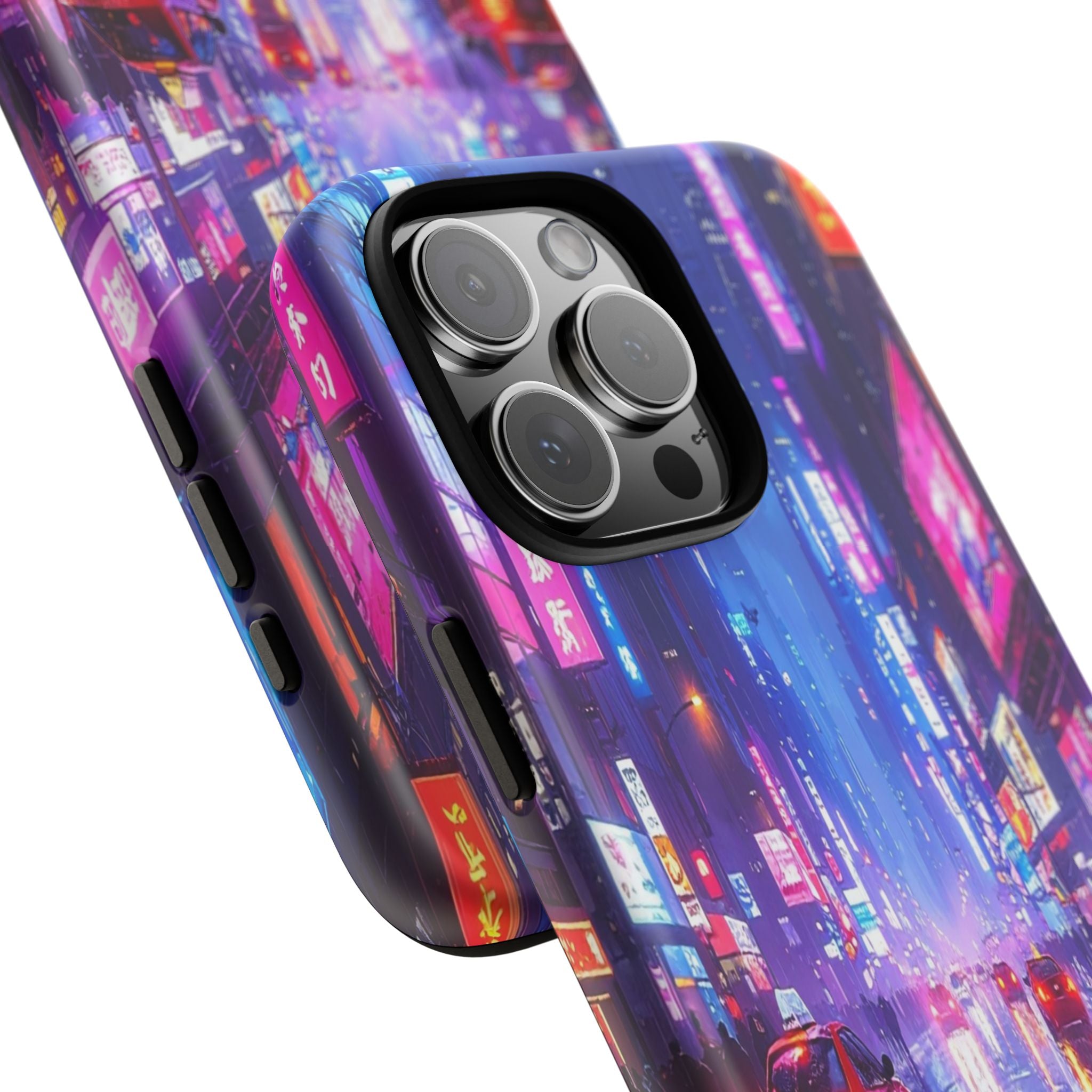 Neon Dystopia: Cyberpunk Metropolis, Urban Night Reflections - L’Art Suprême Phone Case