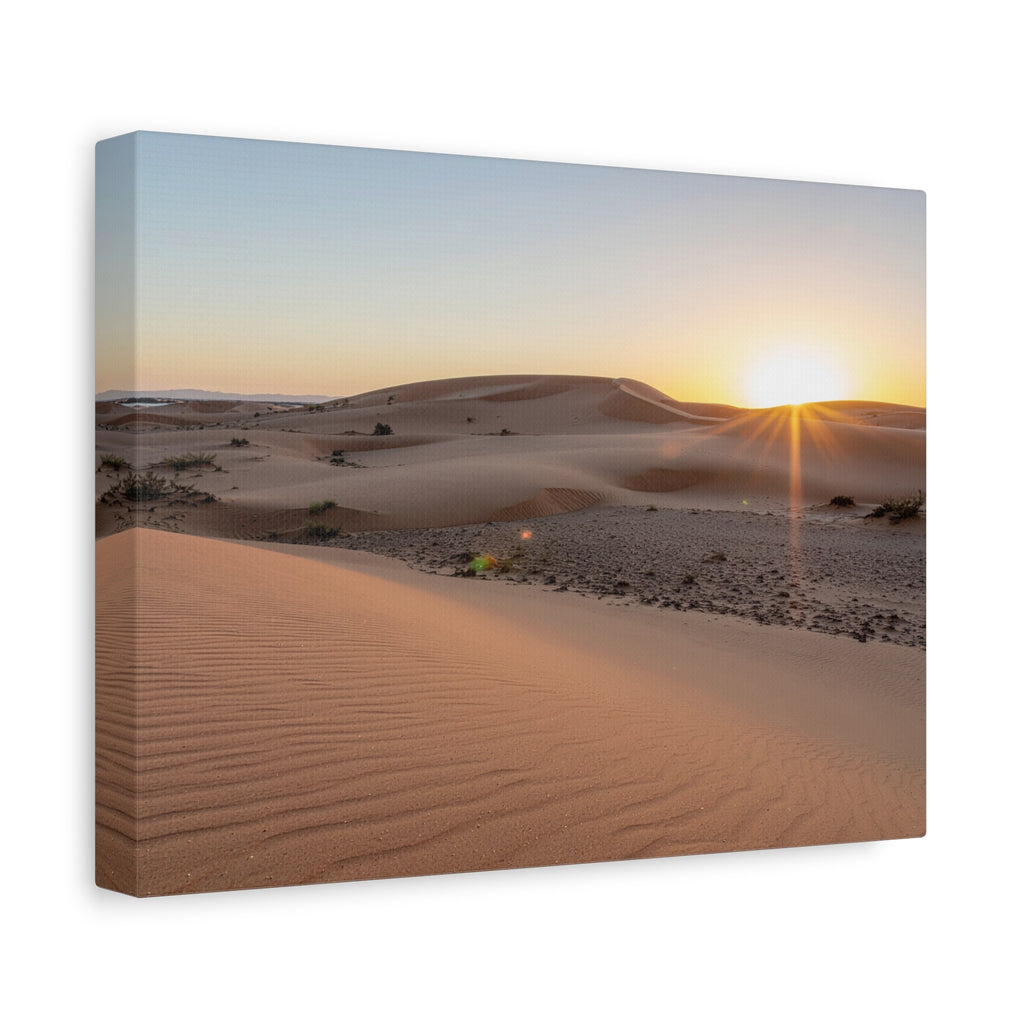 Daybreak in the Desert: Golden Sands at Sunrise, Arid Landscape Panorama - L’Art Suprême Canvas