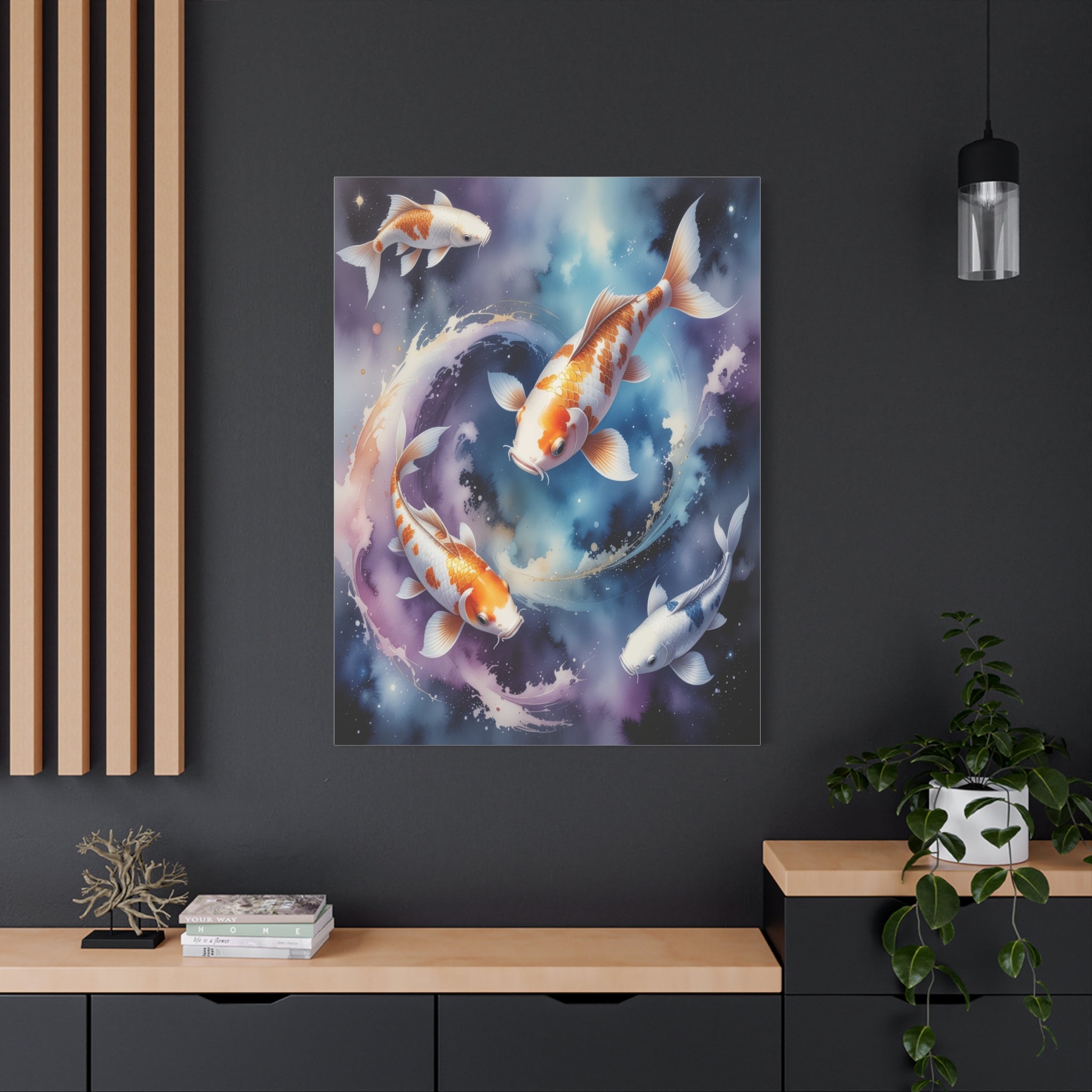 Cosmic Koi Symphony: Ethereal Underwater Space Journey, Digital Watercolor Fantasy - L’Art Suprême Canvas