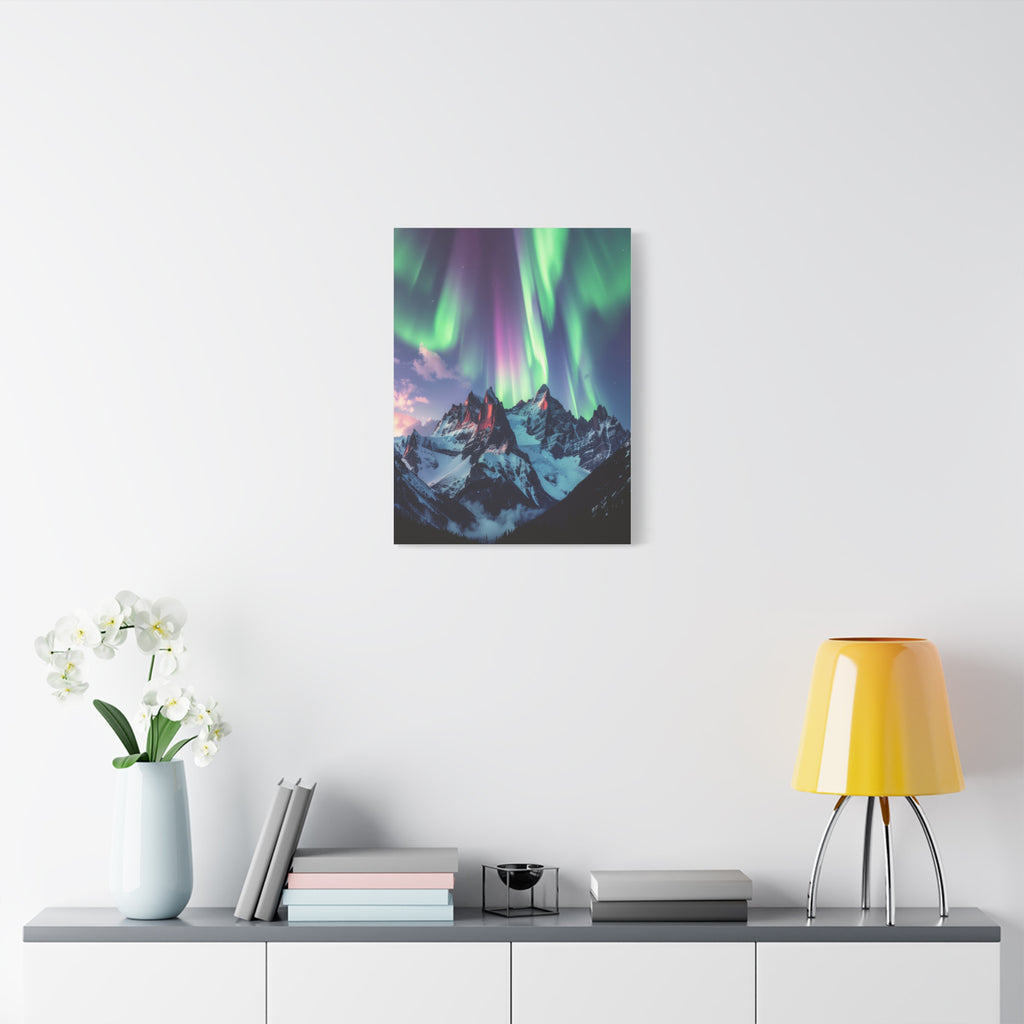 Celestial Symphony: Northern Lights Panorama, Alpine Aurora Wilderness - L’Art Suprême Canvas
