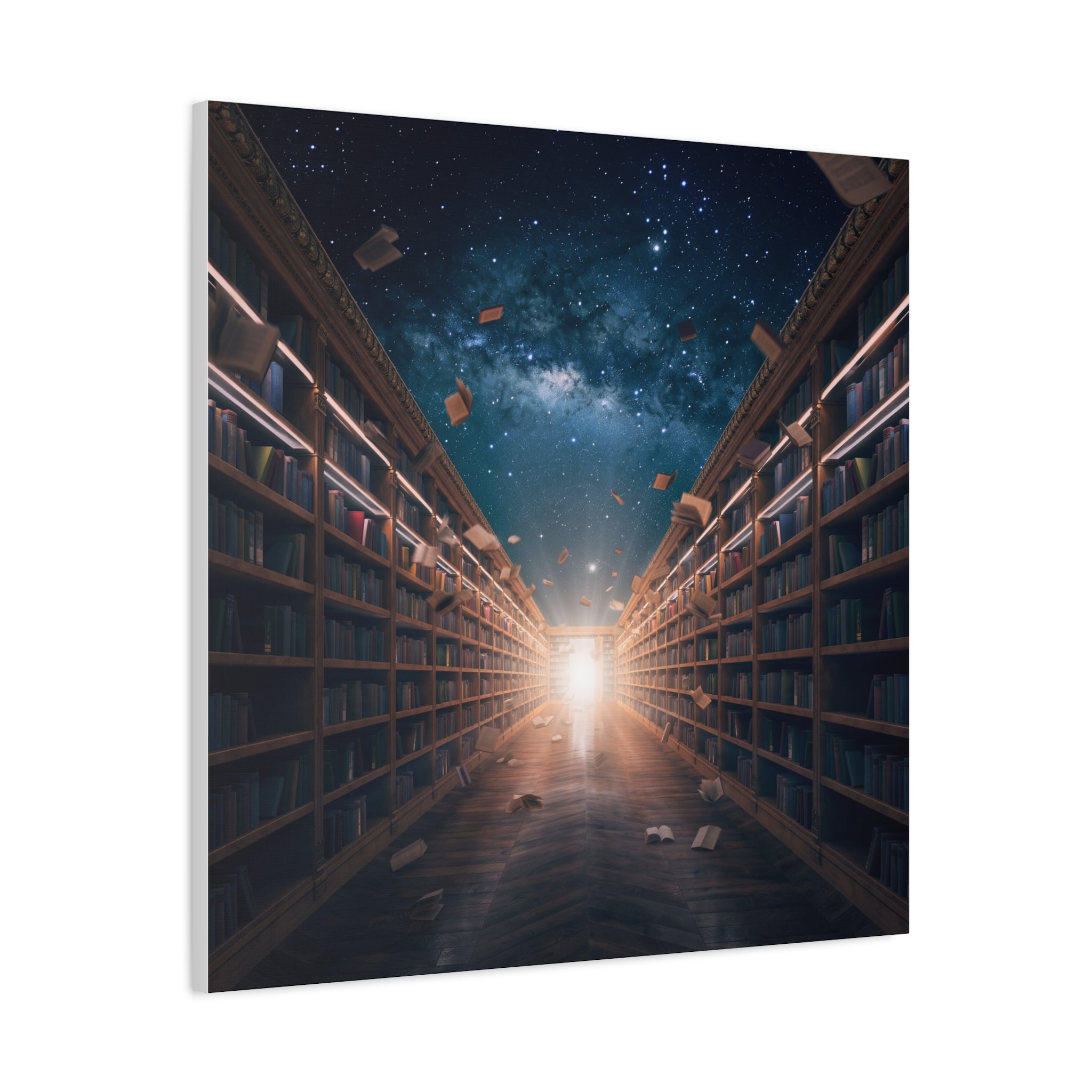 Celestial Library of Infinite Knowledge: Dreamscape Corridor, Cosmic Bibliophile's Journey - L’Art Suprême Canvas