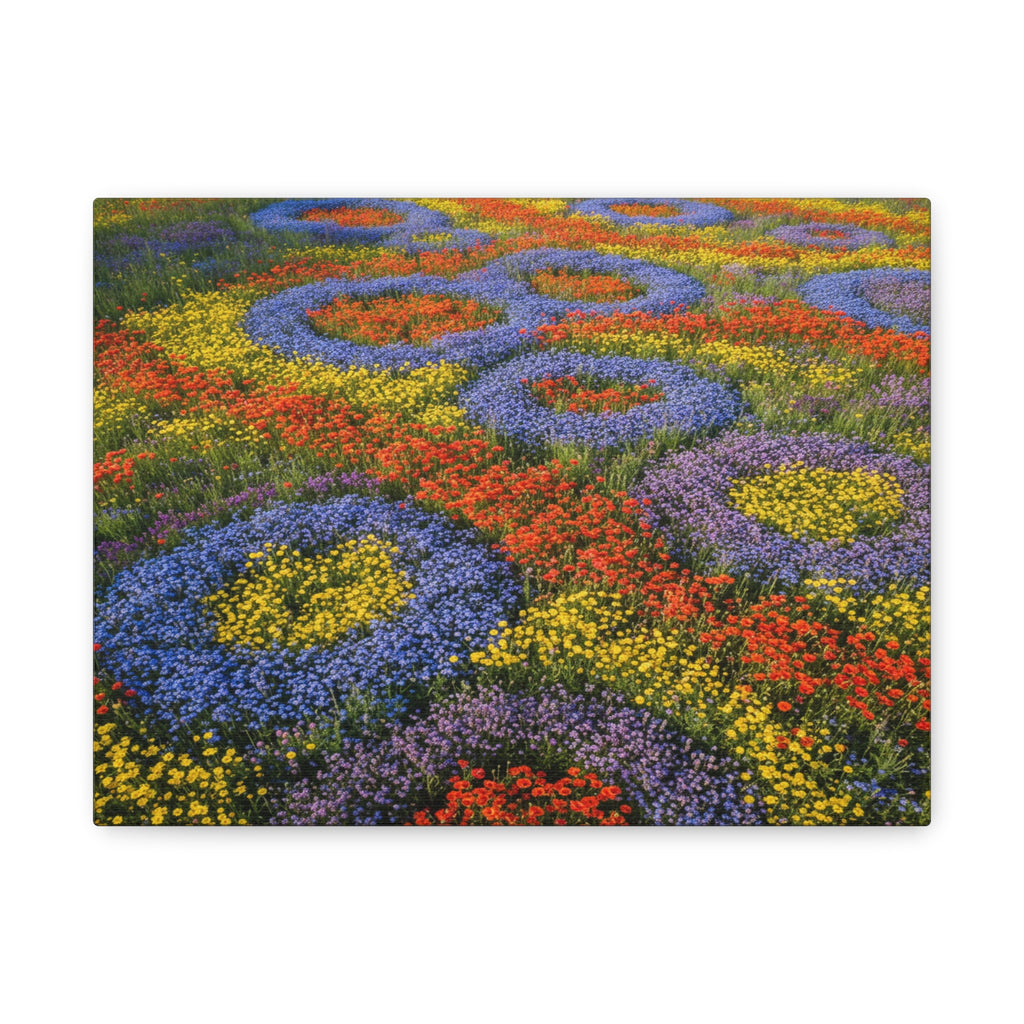 Geometric Garden: Kaleidoscopic Floral Landscape, Vibrant Botanical Patterns - L’Art Suprême Canvas