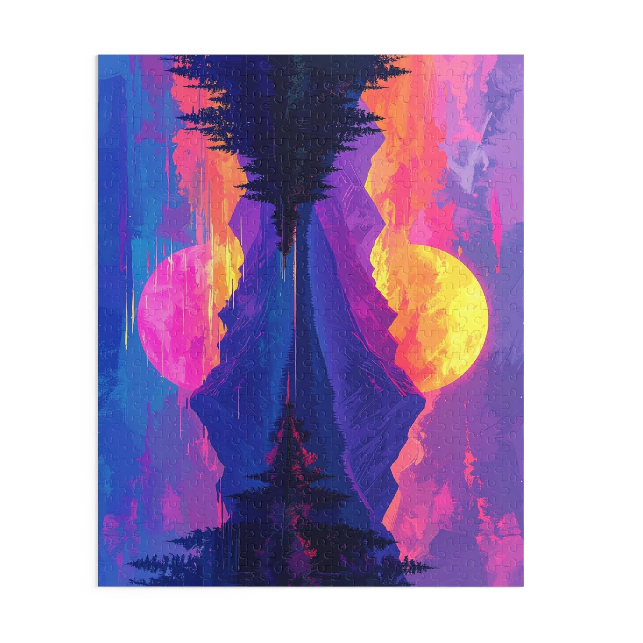 Synthwave Sunset Lake: Neon Mountain Dreamscape, Digital Retrowave Art -  L'Art Puzzle