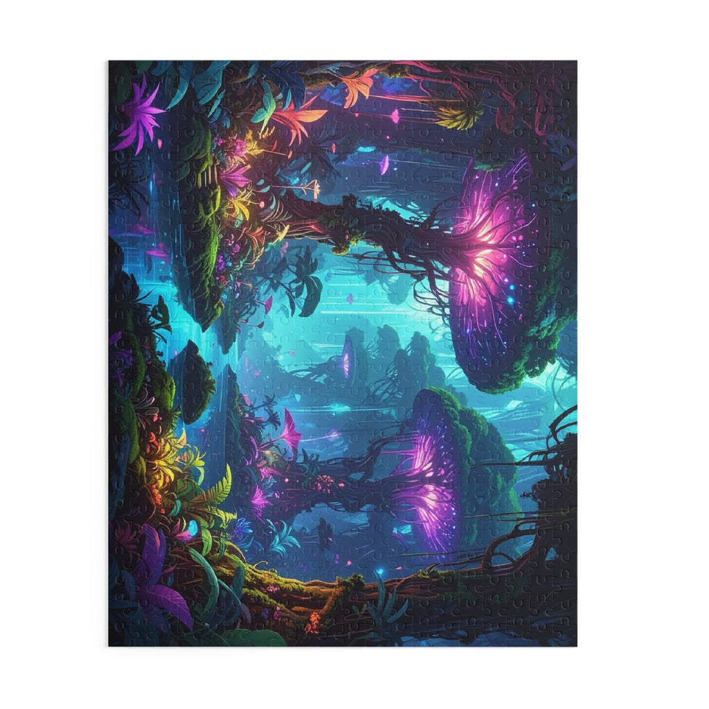 Luminescent Realms: Bioluminescent Forest Dreamscape, Sci-Fi Fantasy Digital Art -  L'Art Puzzle