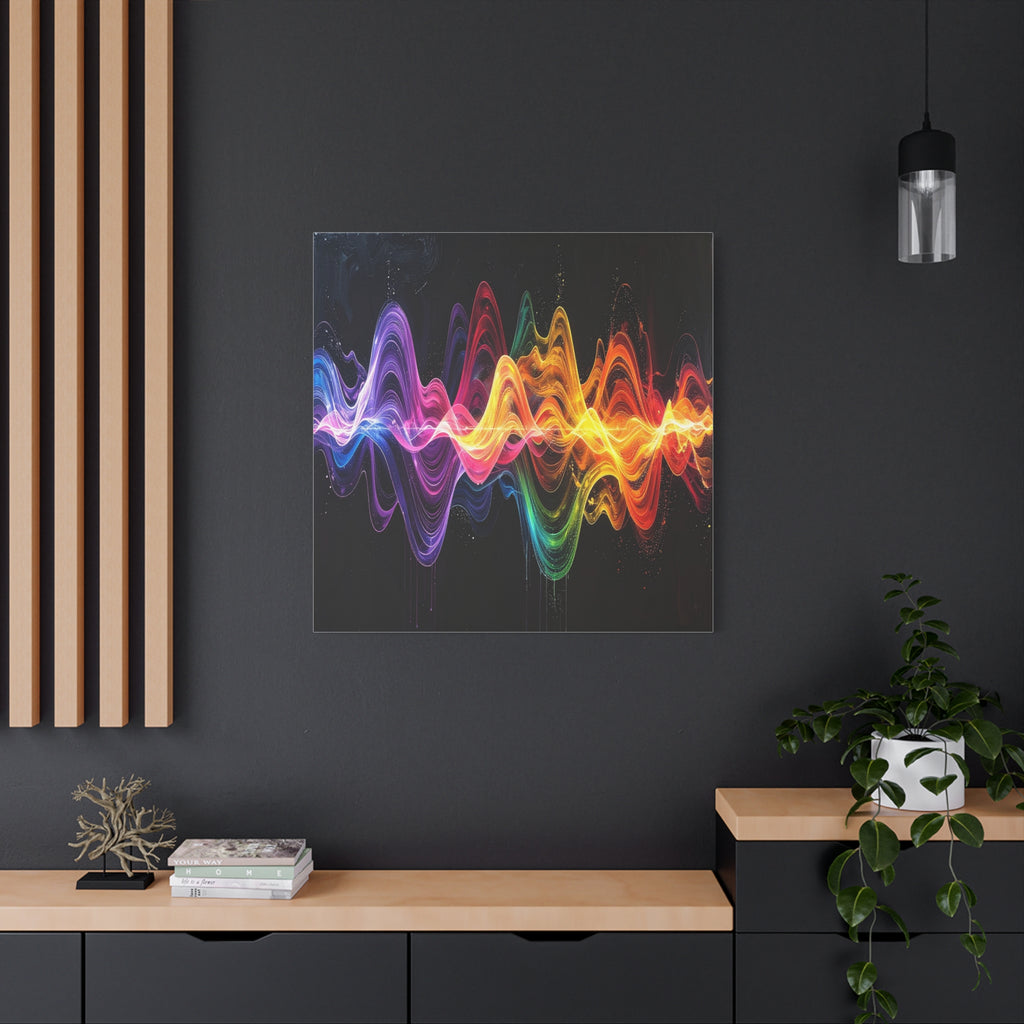 Sonic Spectrum: Digital Sound Wave Visualization, Color Gradient Artwork - L’Art Suprême Canvas