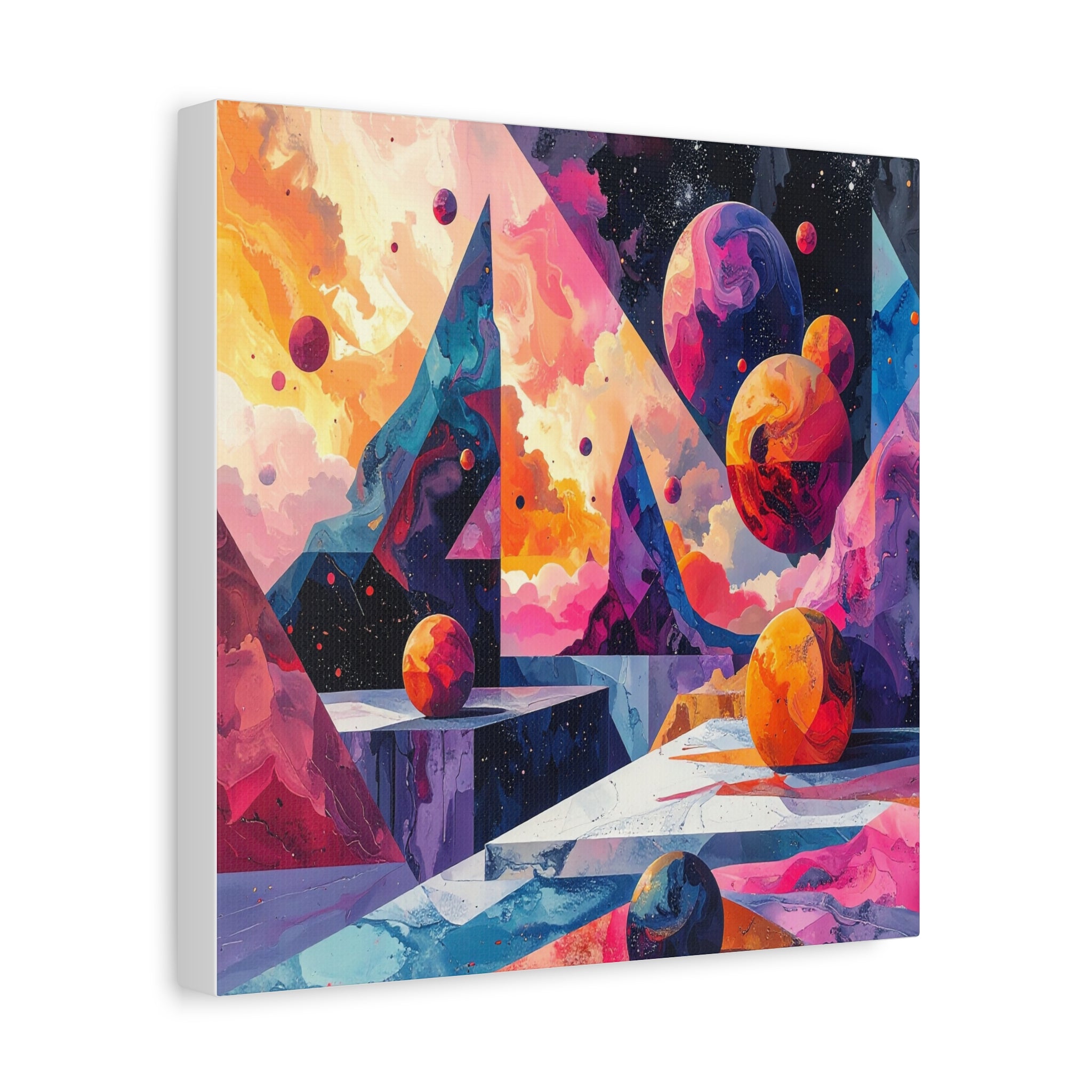 Cosmic Geometry: Dimensional Kaleidoscope, Digital Abstract Landscape - L’Art Suprême Canvas