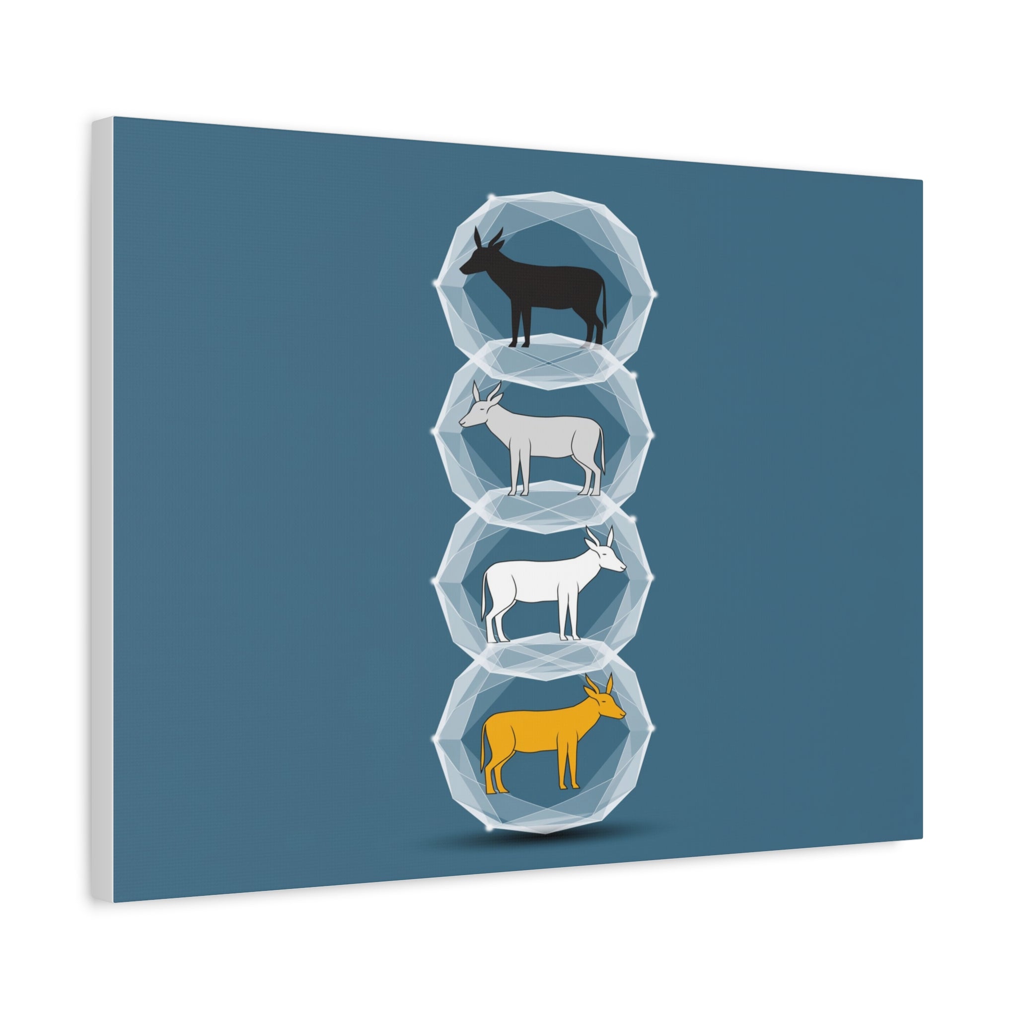 Encapsulated Ascent: Geometric Animal Silhouettes, Minimal Vertical Progression - L’Art Suprême Canvas