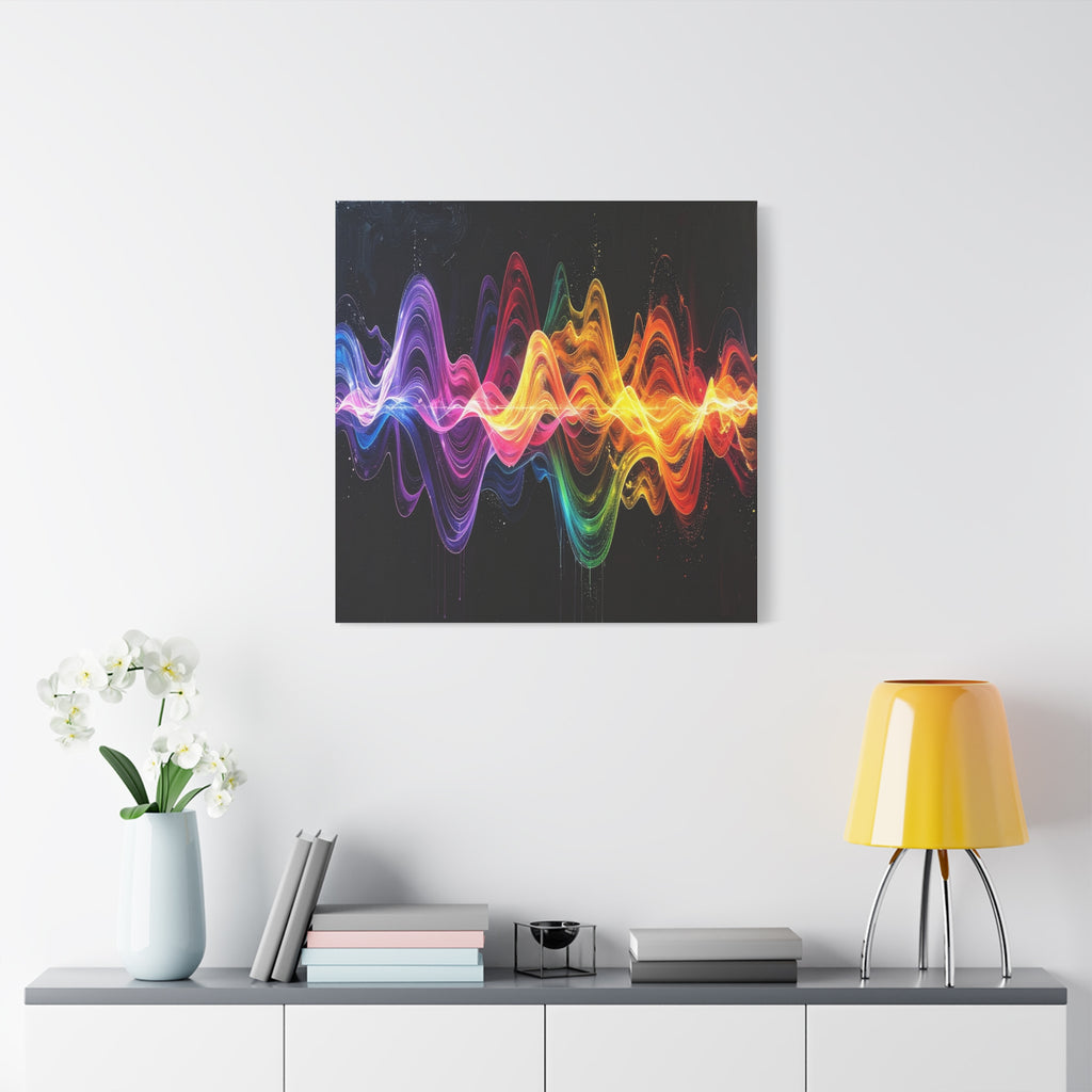 Sonic Spectrum: Digital Sound Wave Visualization, Color Gradient Artwork - L’Art Suprême Canvas