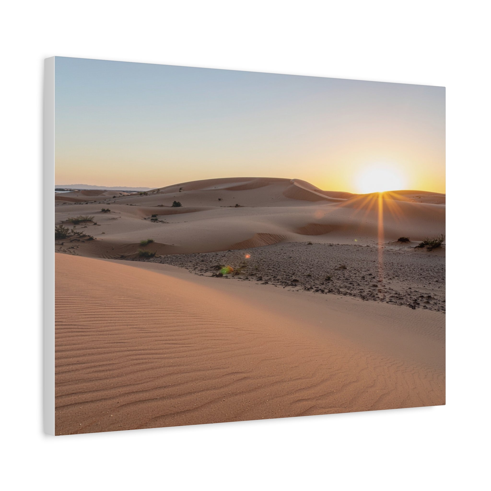 Daybreak in the Desert: Golden Sands at Sunrise, Arid Landscape Panorama - L’Art Suprême Canvas