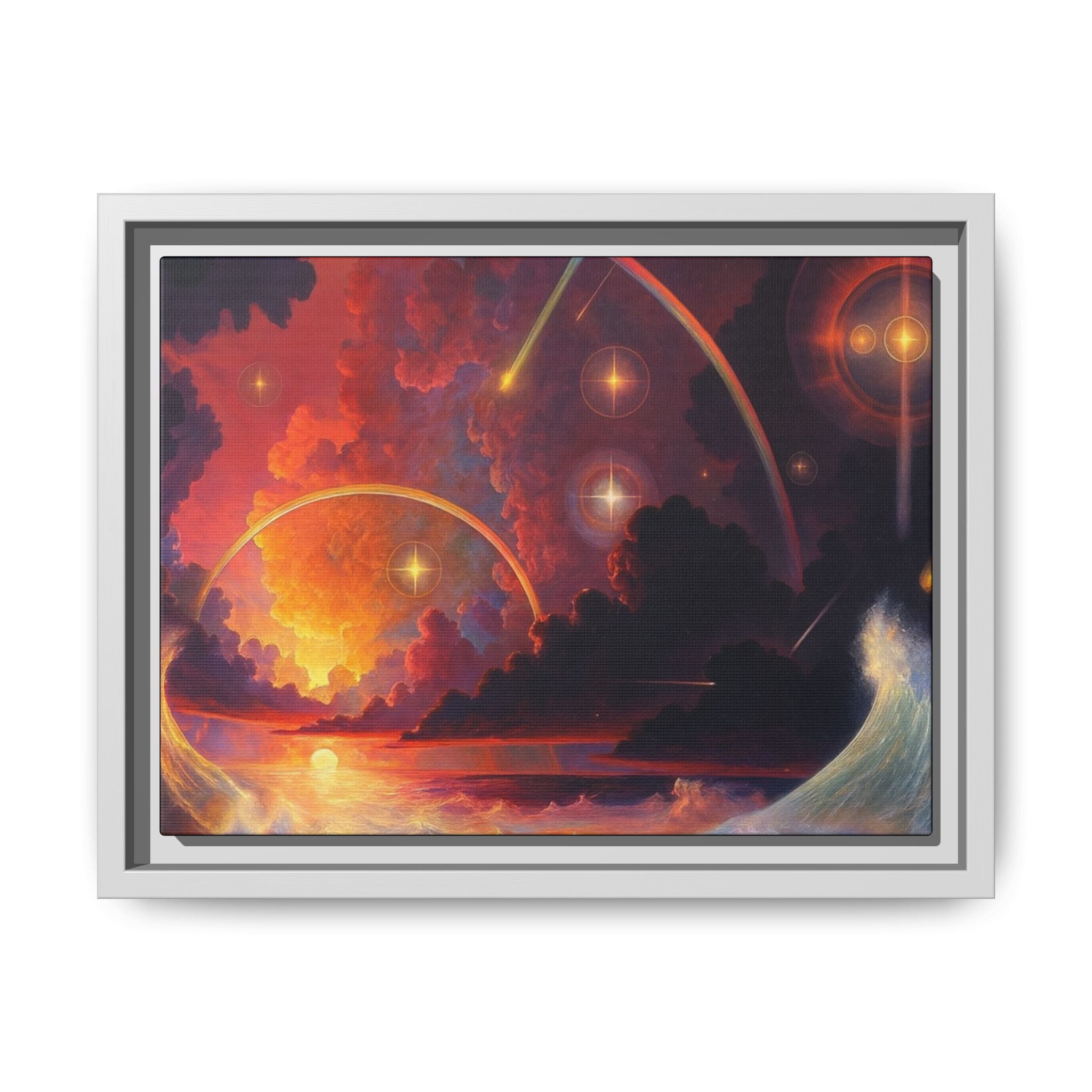 "Celestial Tides" – Framed Canvas Print