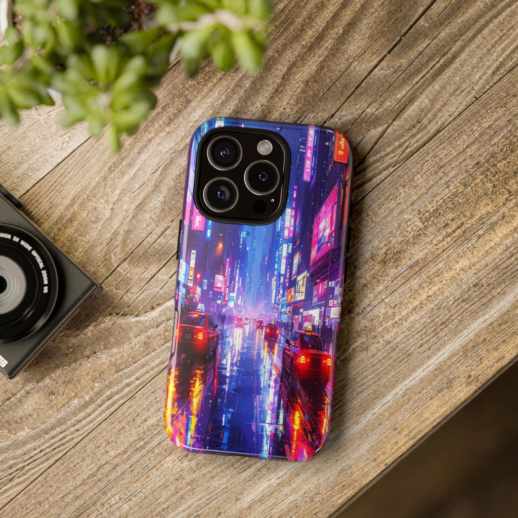 Neon Dystopia: Cyberpunk Metropolis, Urban Night Reflections - L’Art Suprême Phone Case