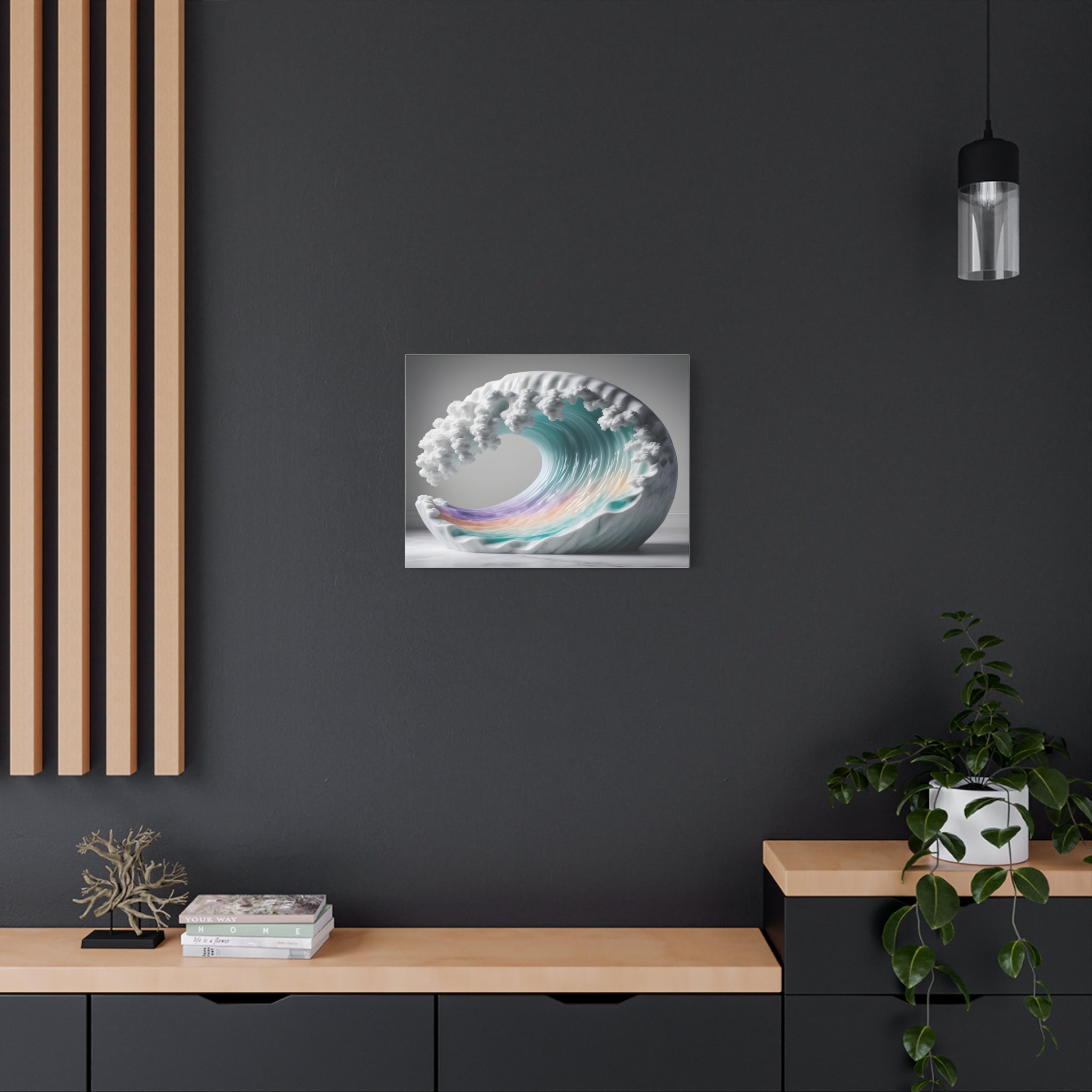 Oceanic Euphoria: Marble Wave Sculpture, Ethereal Aquatic Art - L’Art Suprême Canvas