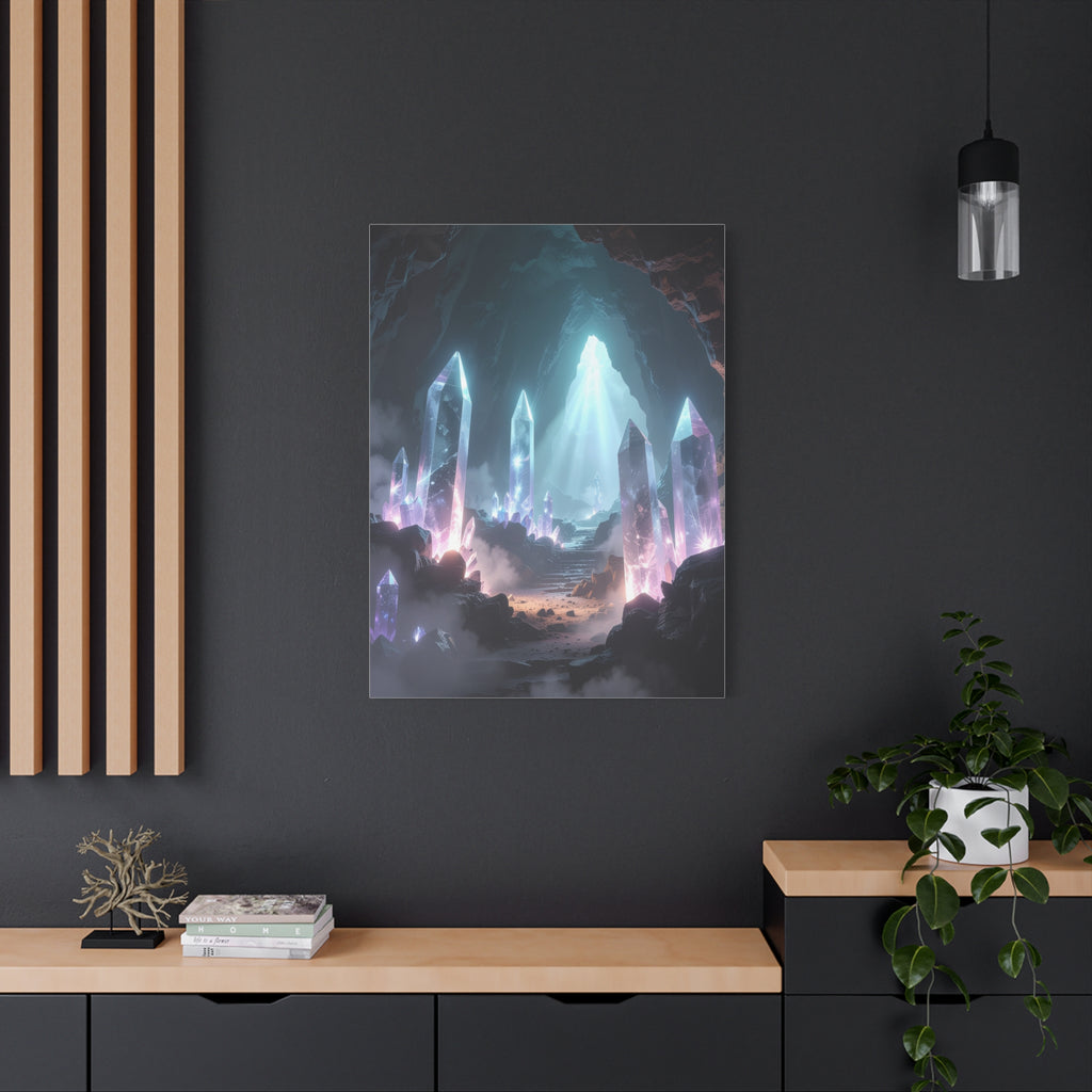 Crystal Reverie: Luminous Cavern Dreamscape, Ethereal Digital Fantasy Art - L’Art Suprême Canvas