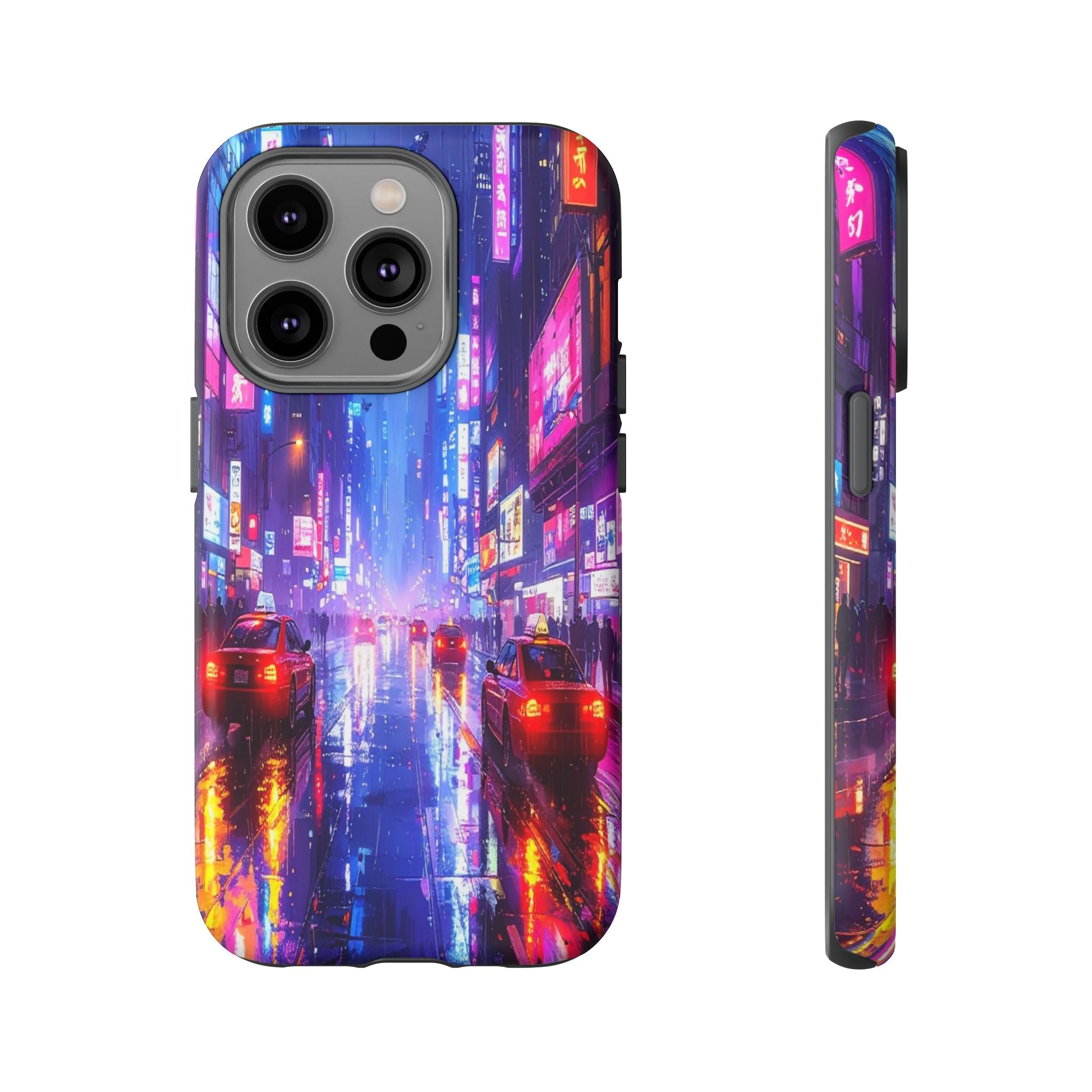 Neon Dystopia: Cyberpunk Metropolis, Urban Night Reflections - L’Art Suprême Phone Case