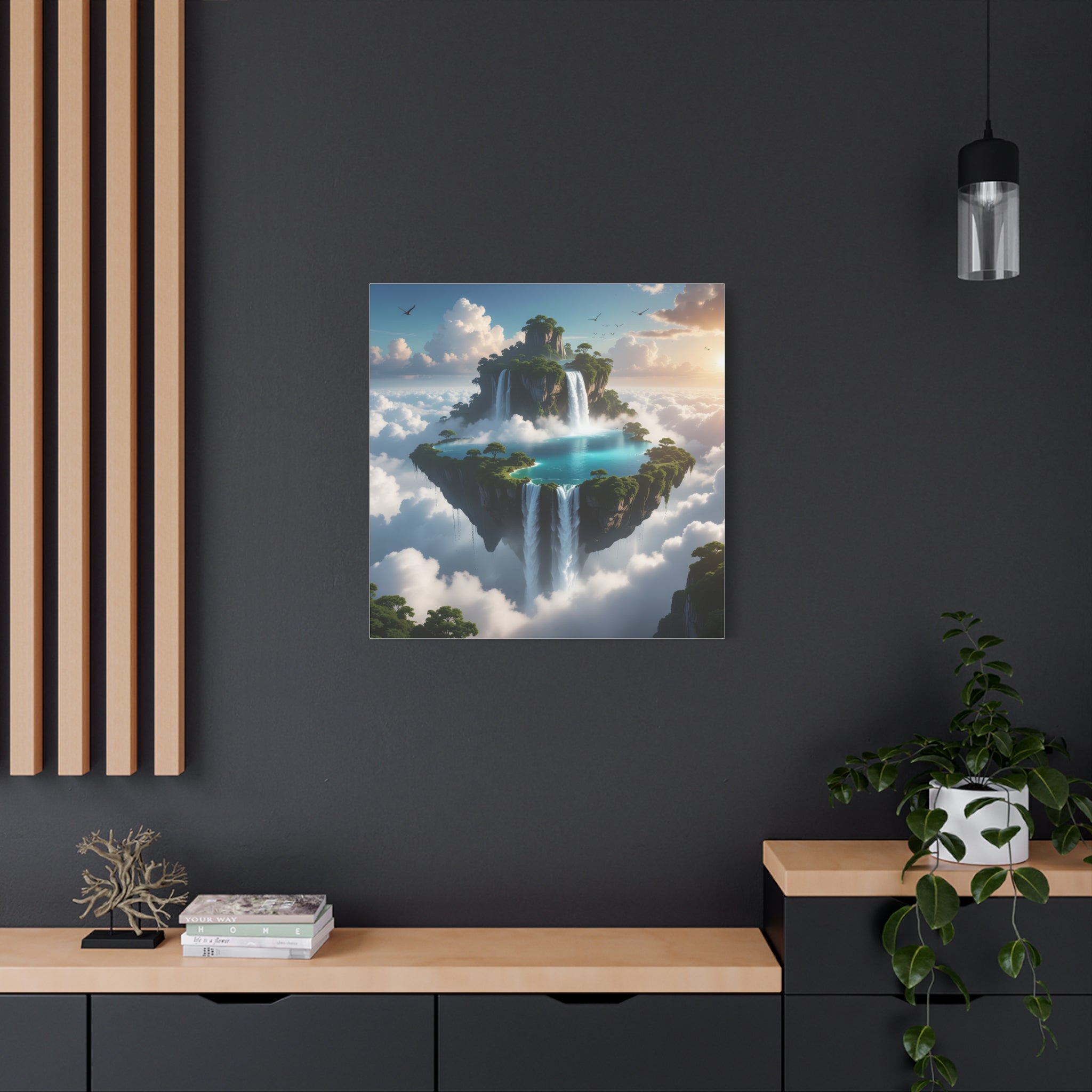 Celestial Archipelago: Floating Worlds of Mist and Stone, Digital Fantasy Landscape - L’Art Suprême Canvas