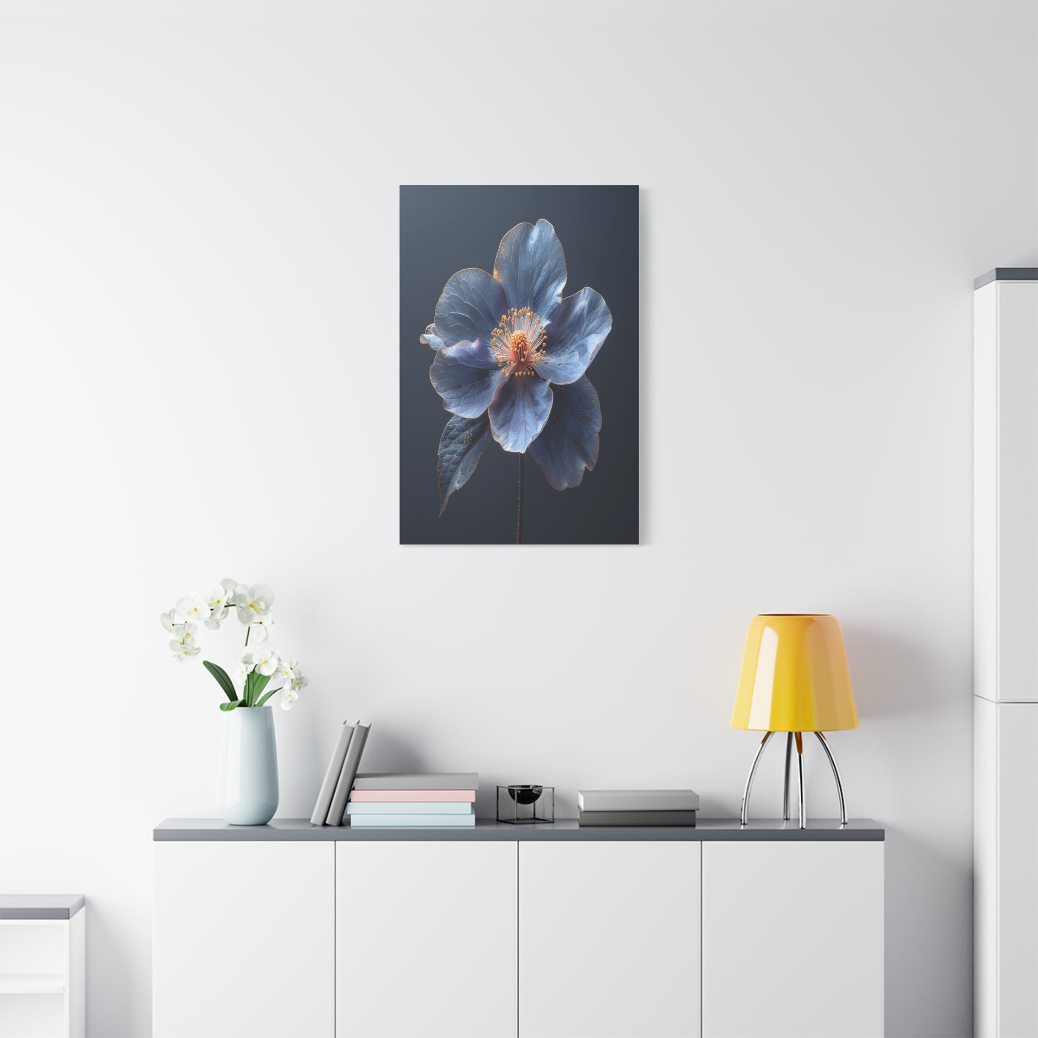 Ethereal Blue: Macro Botanical Photography, Delicate Floral Veins - L’Art Suprême Canvas