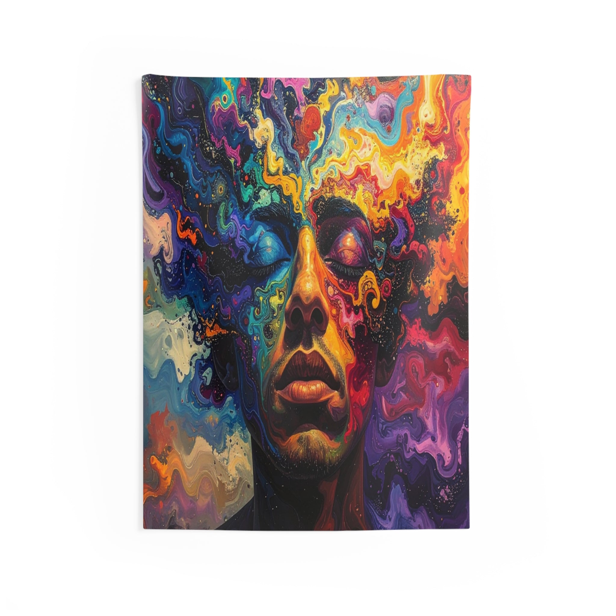 Psychedelic Portrait of Inner Consciousness: Abstract Fluid Painting, Emotional Landscape Exploration - L'Art Tapestry