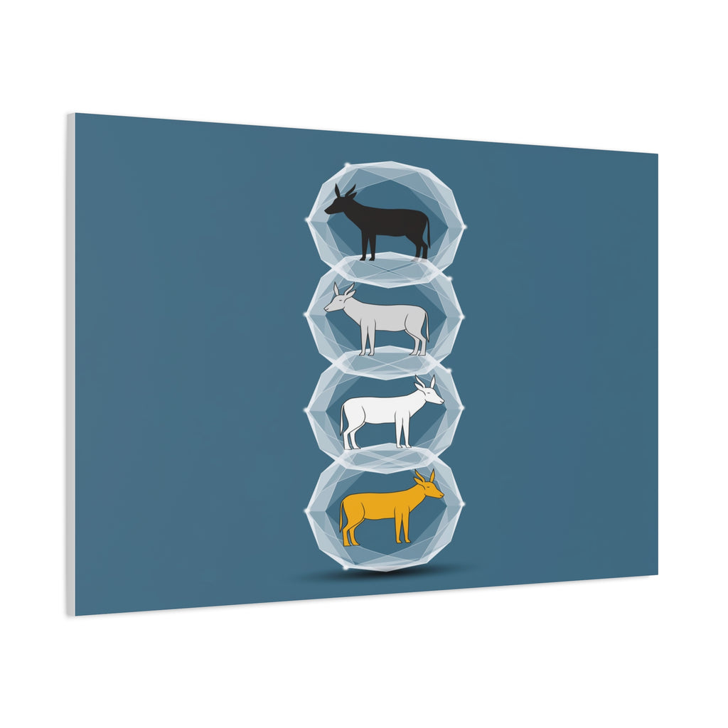 Encapsulated Ascent: Geometric Animal Silhouettes, Minimal Vertical Progression - L’Art Suprême Canvas