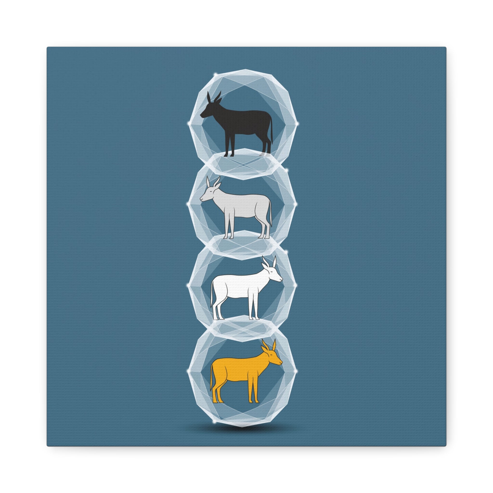 Encapsulated Ascent: Geometric Animal Silhouettes, Minimal Vertical Progression - L’Art Suprême Canvas