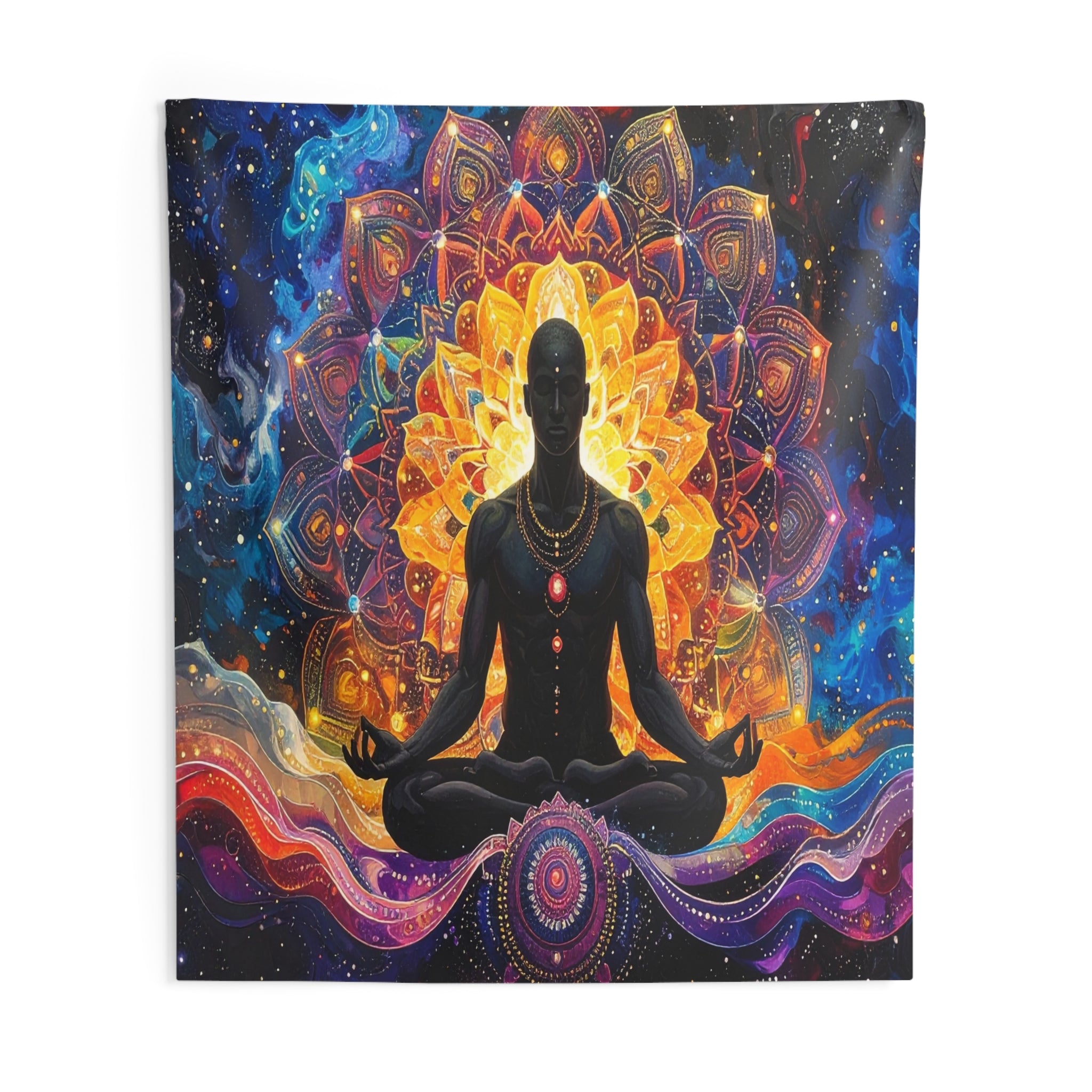 Cosmic Awakening: Meditative Mandala, Spiritual Quantum Visualization - L'Art Tapestry