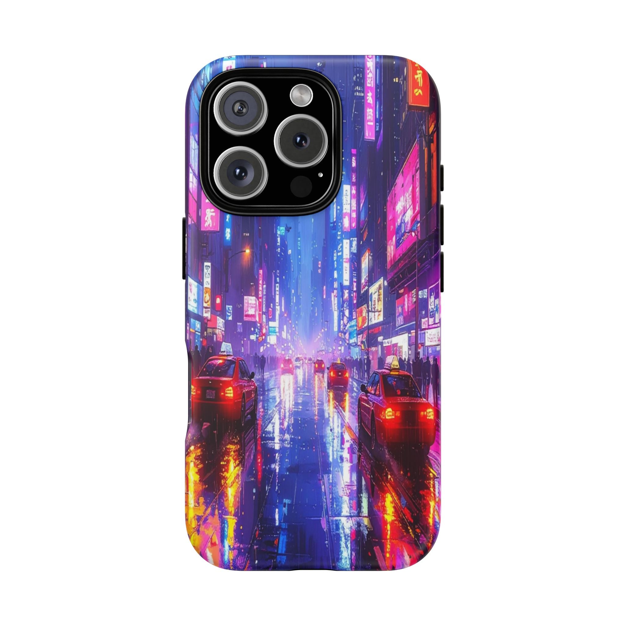 Neon Dystopia: Cyberpunk Metropolis, Urban Night Reflections - L’Art Suprême Phone Case