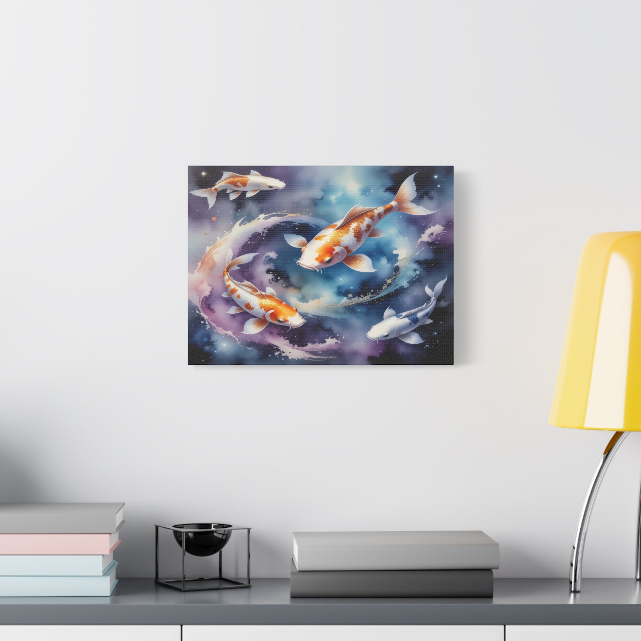 Cosmic Koi Symphony: Ethereal Underwater Space Journey, Digital Watercolor Fantasy - L’Art Suprême Canvas