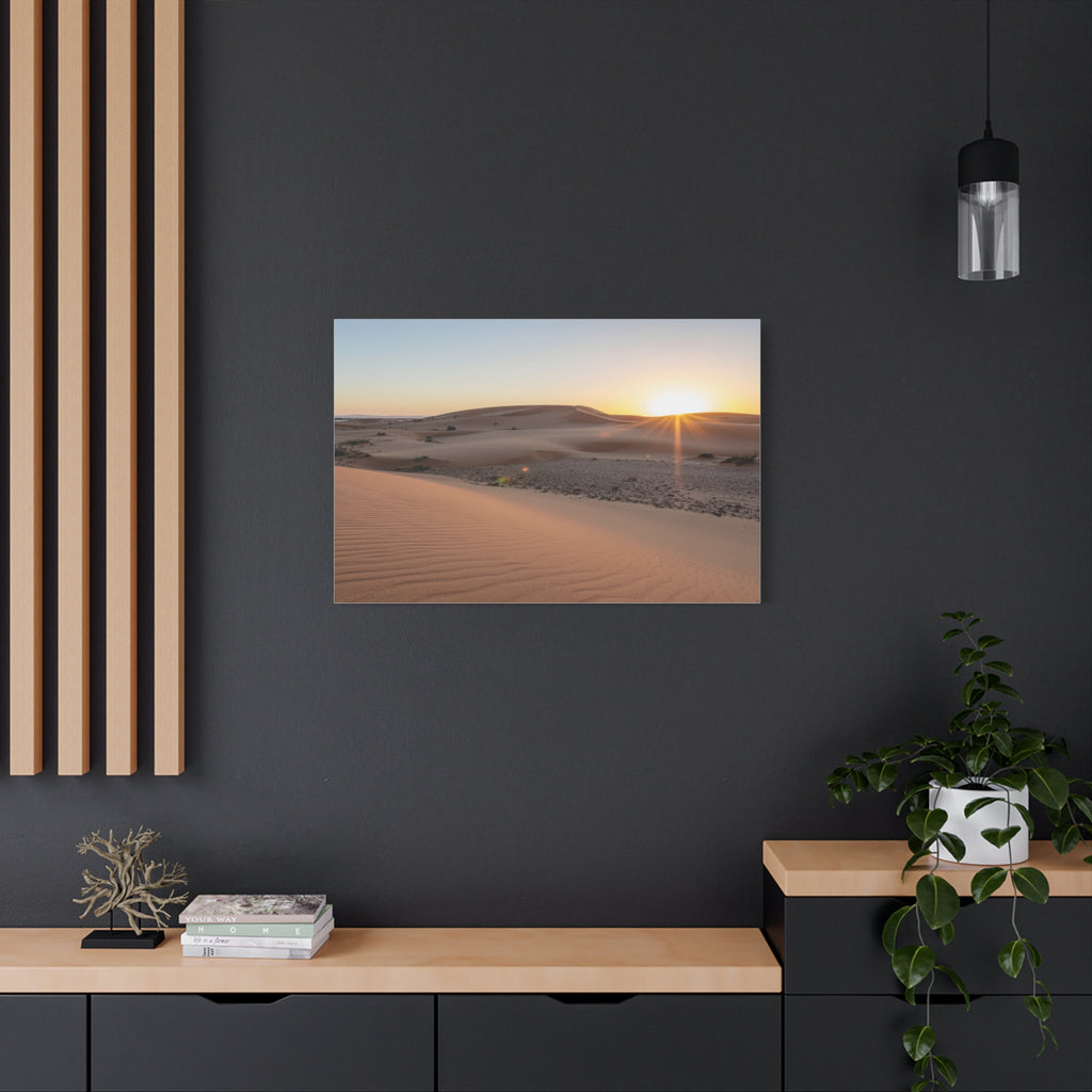 Daybreak in the Desert: Golden Sands at Sunrise, Arid Landscape Panorama - L’Art Suprême Canvas